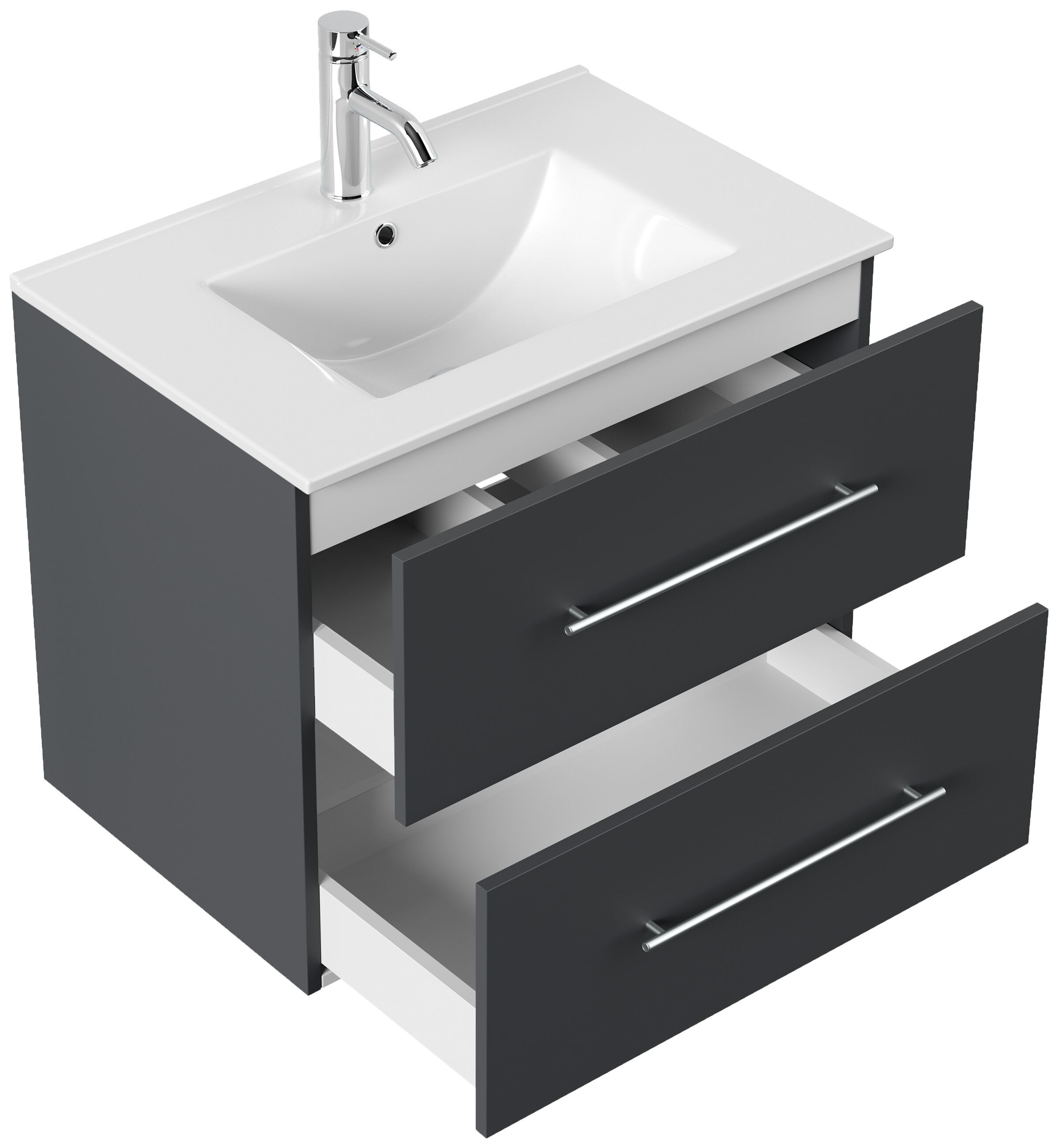 Badmöbel Set Firenze 70 3tlg. LED Spiegel und Hochschrank eiche gold