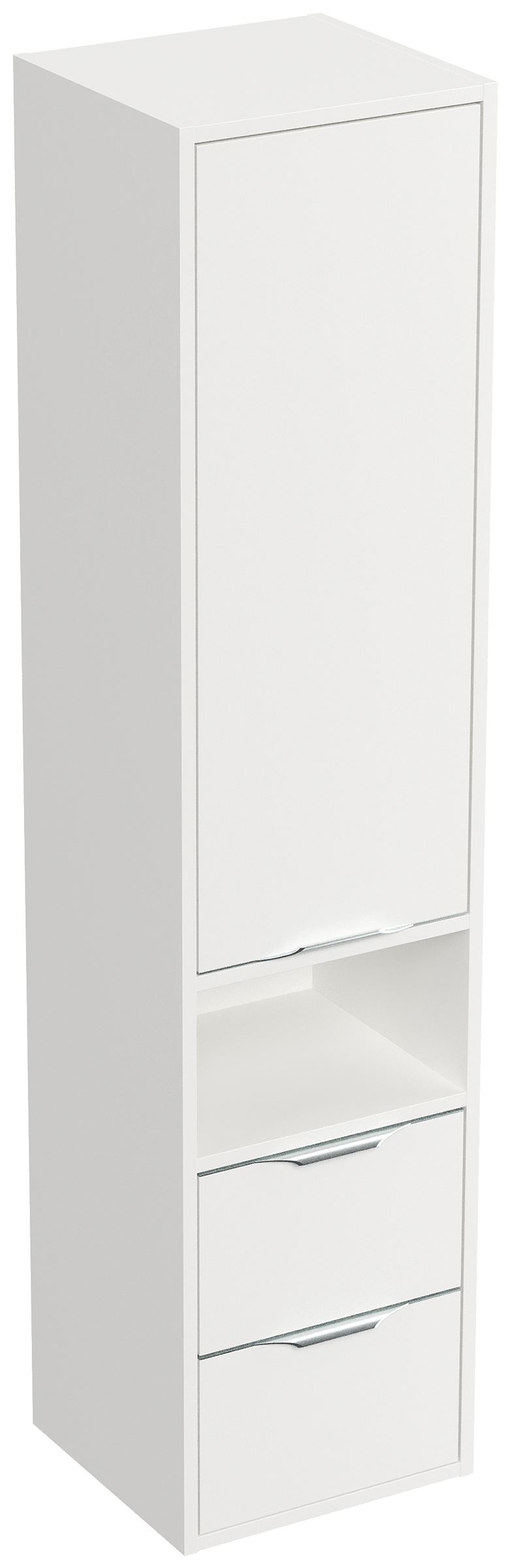 Hochschrank Elements 35x150cm Softclose Tür und Schubladen weiss matt