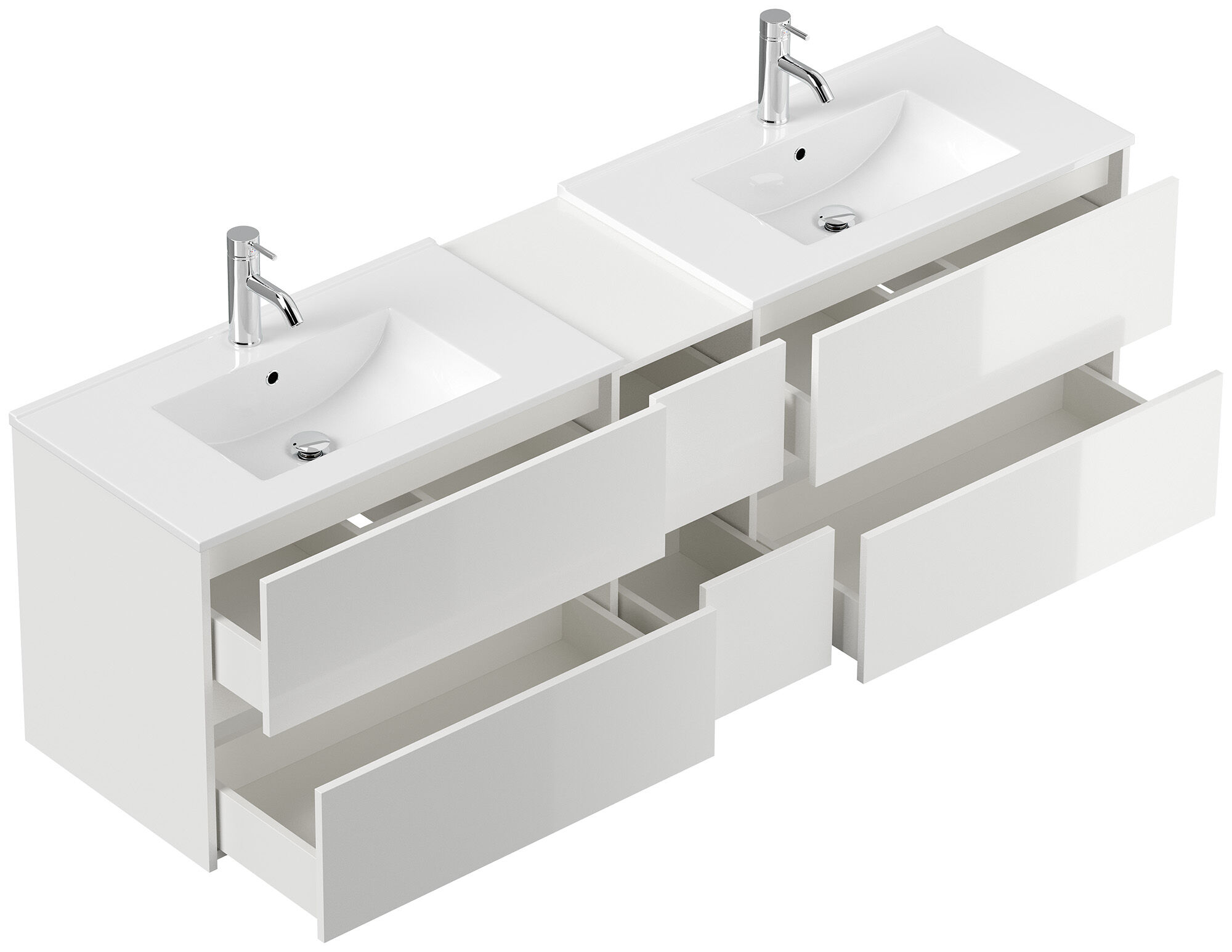 Badmöbelset Taifun 190cm 4tlg mit 2x Spiegelschrank & 3er Boxen Set eiche gold
