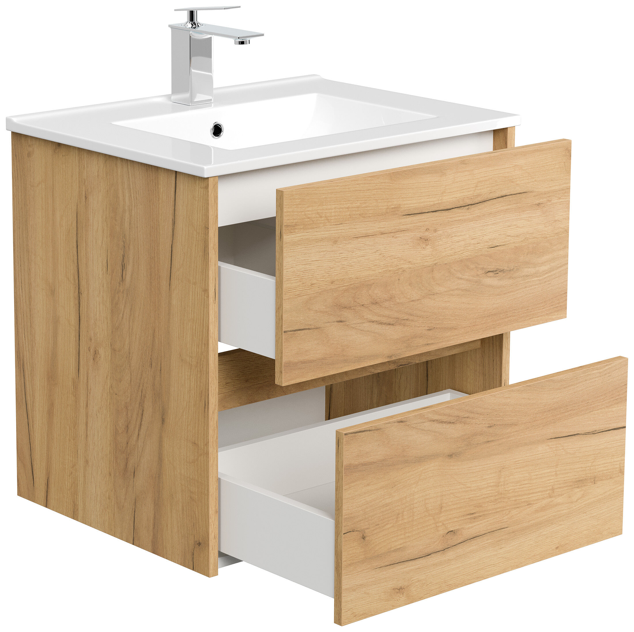 Badmöbel Taifun & Waschtisch 60cm 2 Greifraum SoftClose Auszüge eiche gold