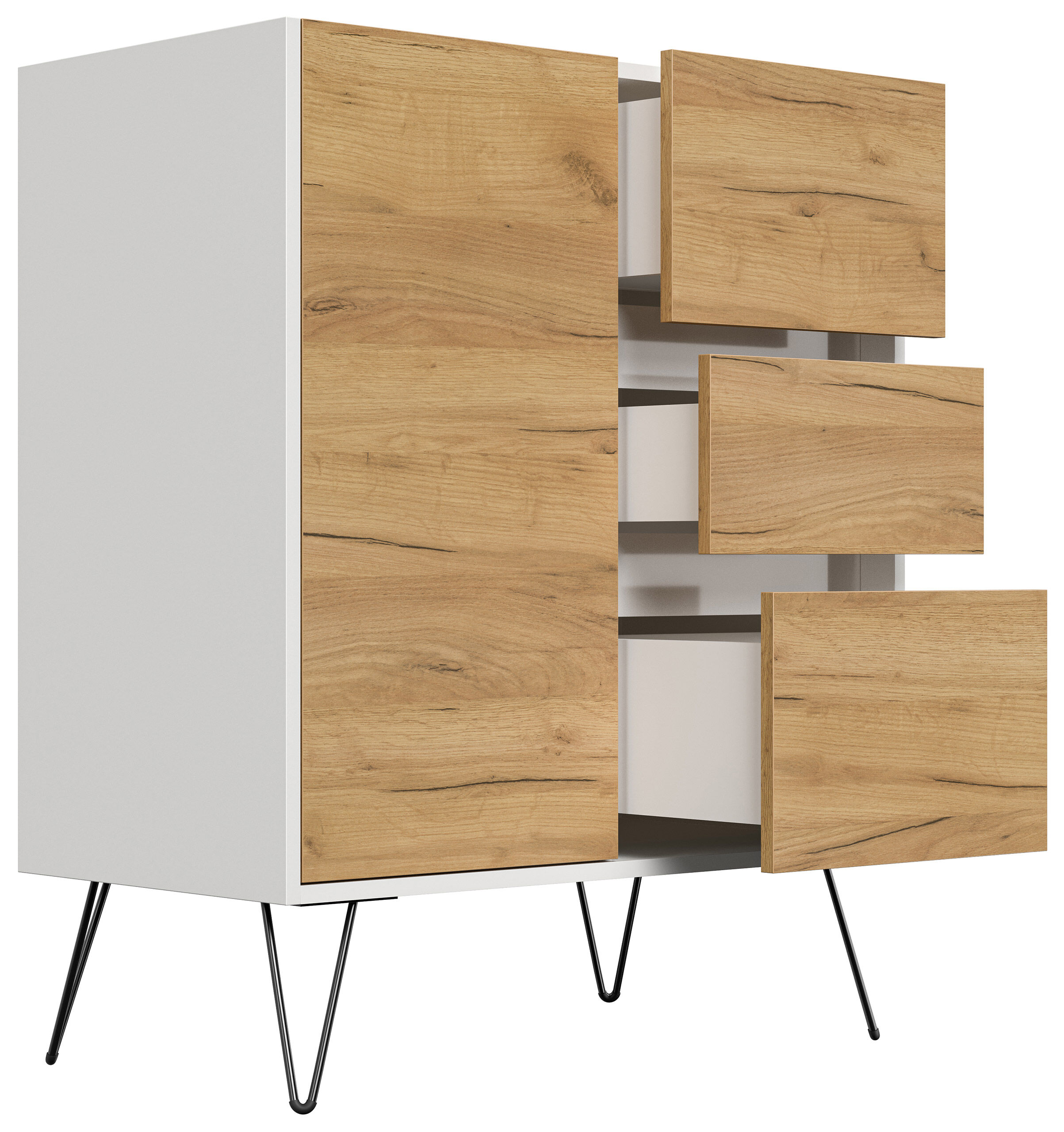 Design Sideboard Kommode Rauk 80cm 3 Greifraum SoftClose 1 Tür Grafit