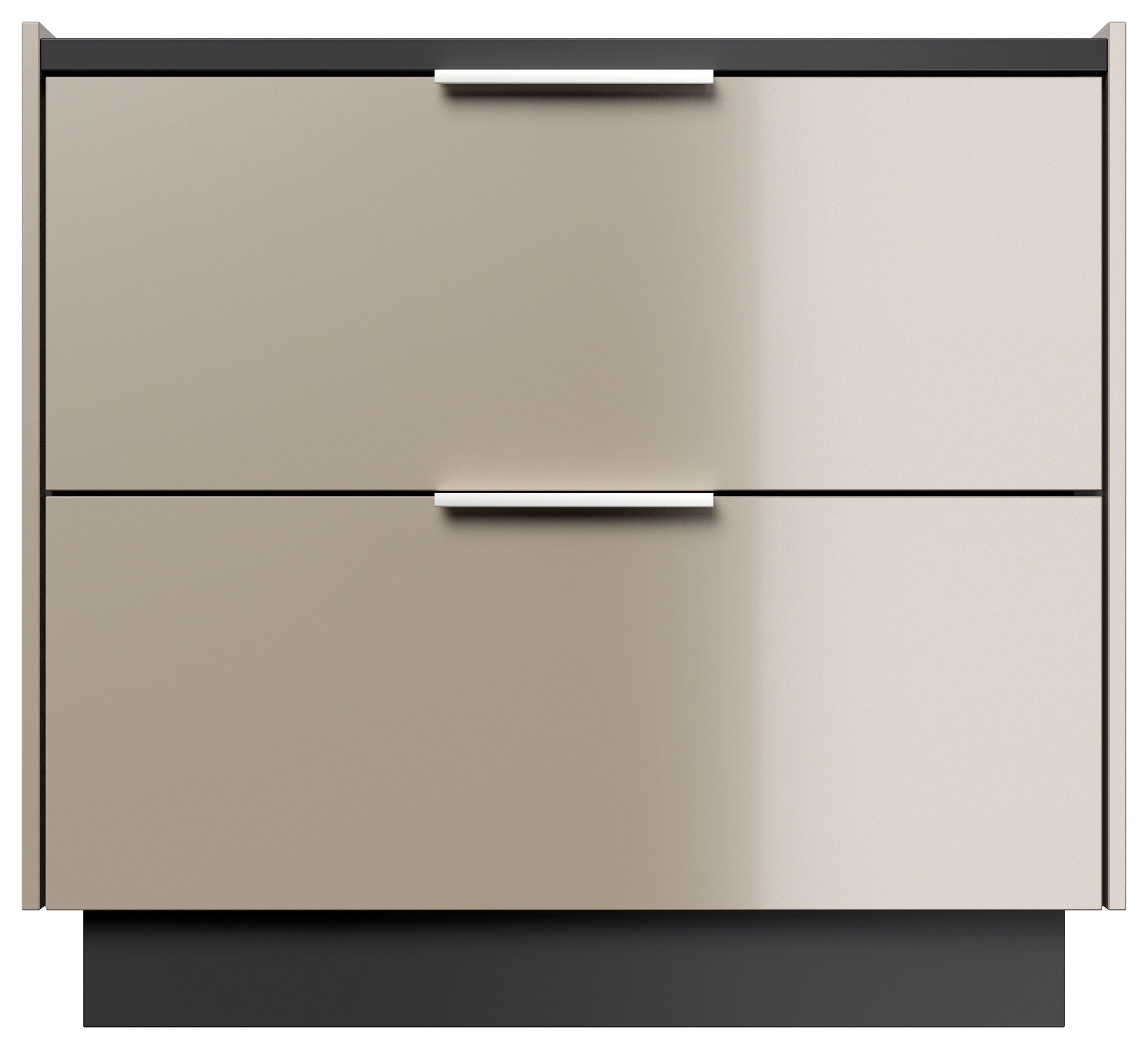 Design Nachttisch Kommode Artem 60cm, 2 Softeinzüge lackiert Weiß Hgl