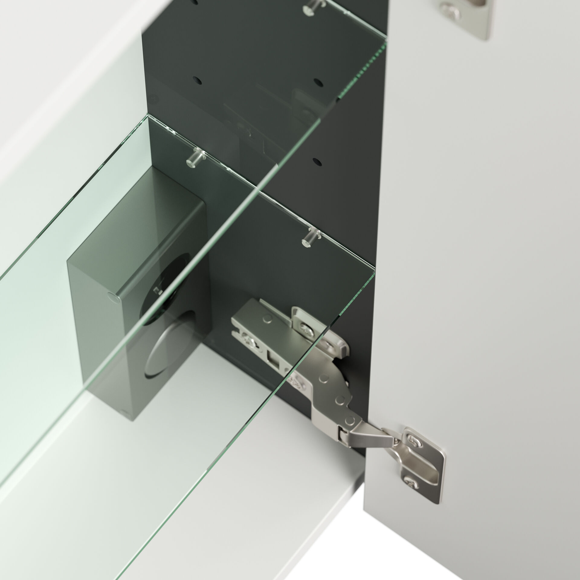 Spiegelschrank 100cm inkl. Design LED-Lampe und Glasböden grafit