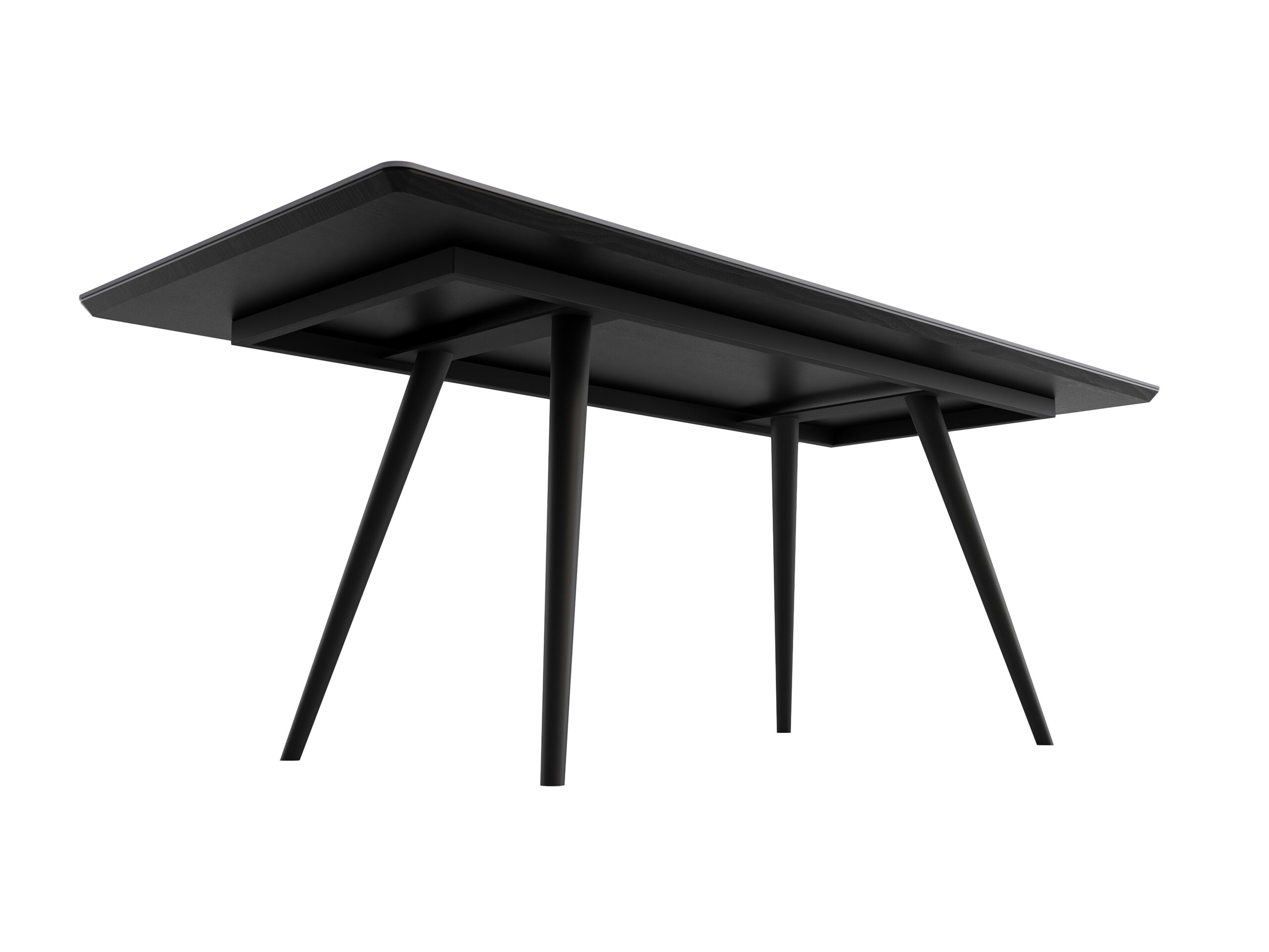 Esstisch 200x90cm graue Keramikplatte schwarze konische Tischbeine