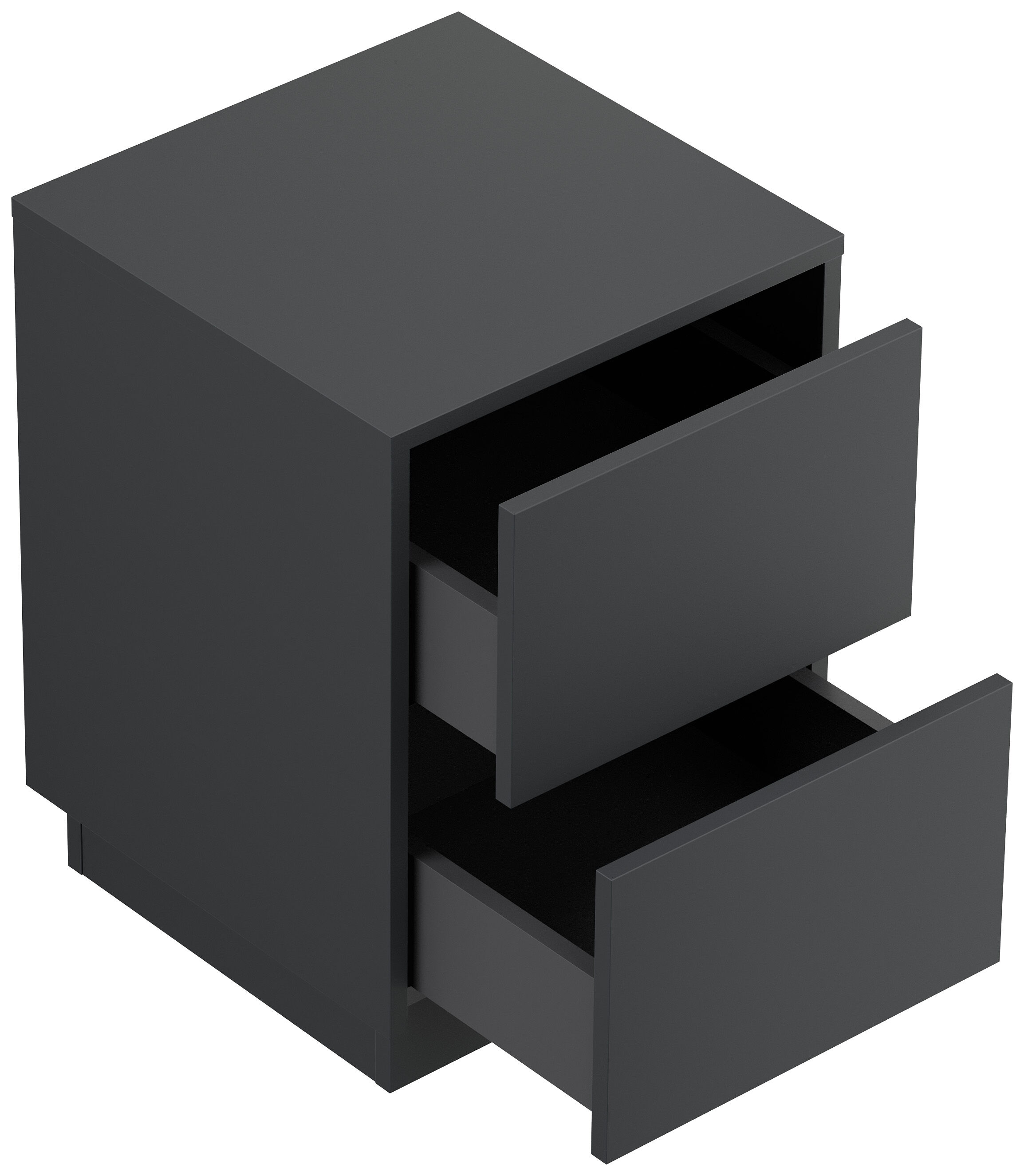 Design Nachttisch Concepto S 40cm stehend, 2 Pushauszüge Grafit Eiche