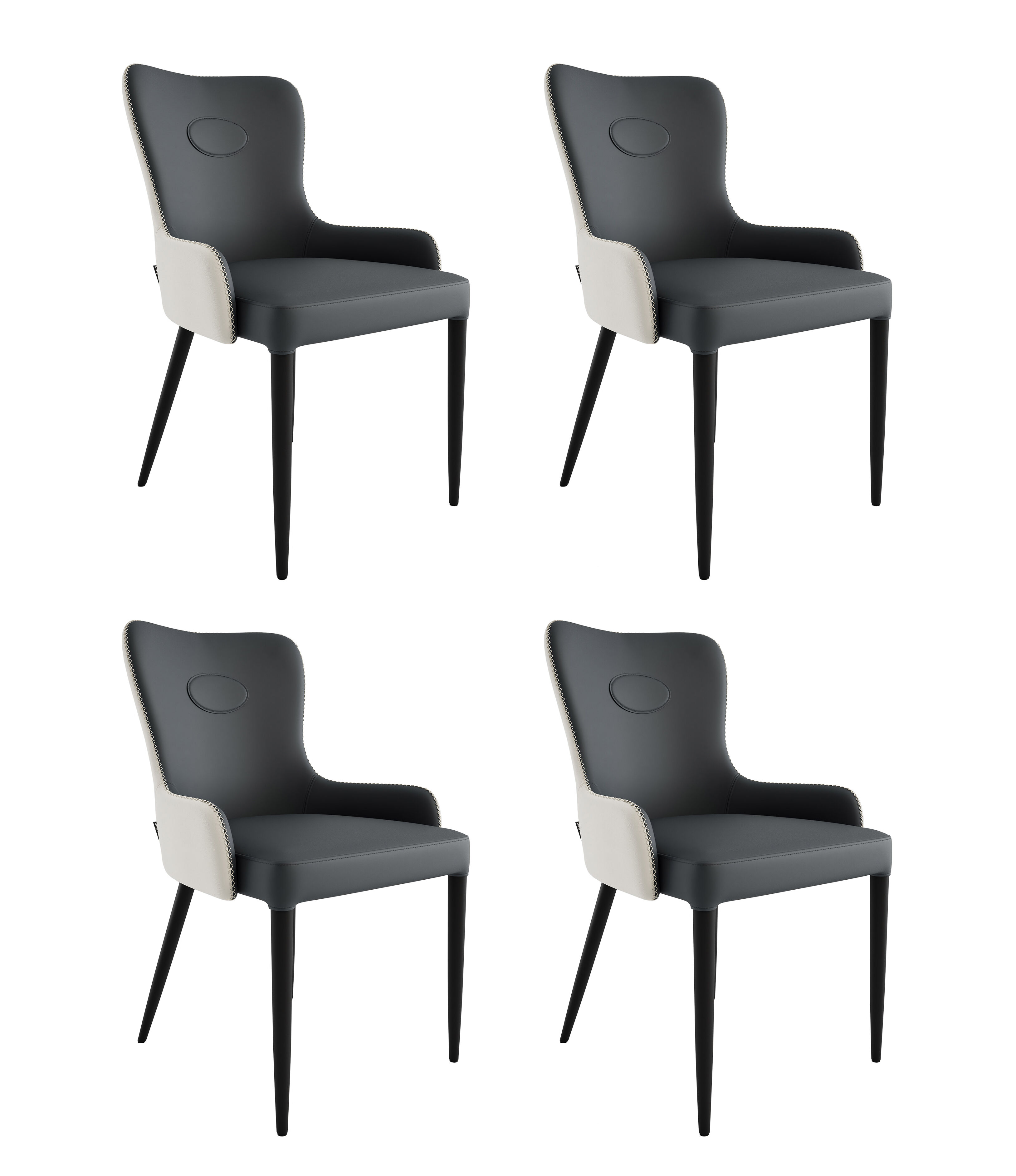 4er Set Esszimmerstuhl klassisch James Samt Polsterstuhl creme Metallbeine