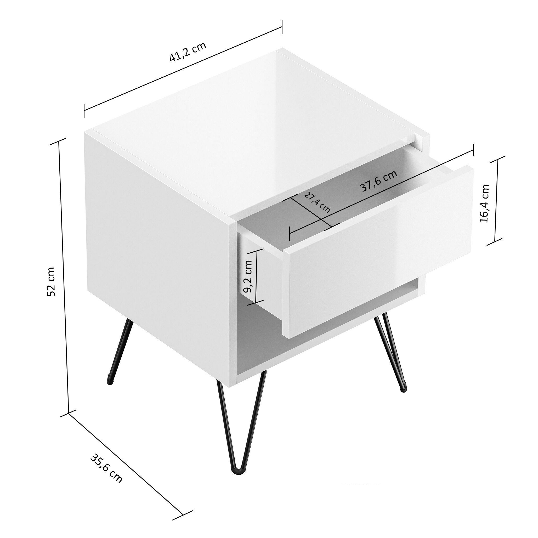 2er Set Nachttisch Kommode Dion 40cm SoftClose stehend Weiß Hgl