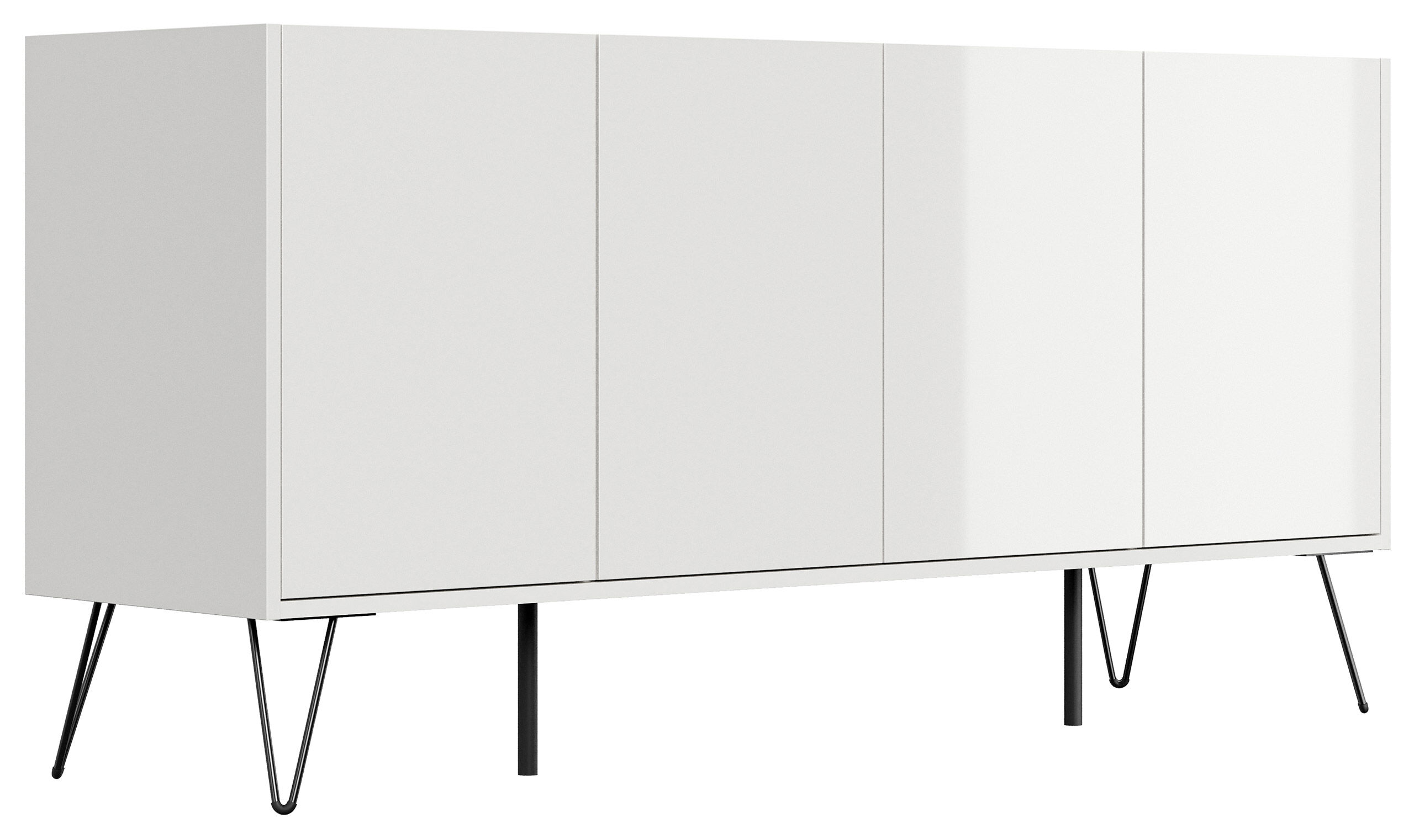 Raumwunder XL Sideboard Kommode Maxim 155cm stehend 4 Türen Weiß/Eiche Top