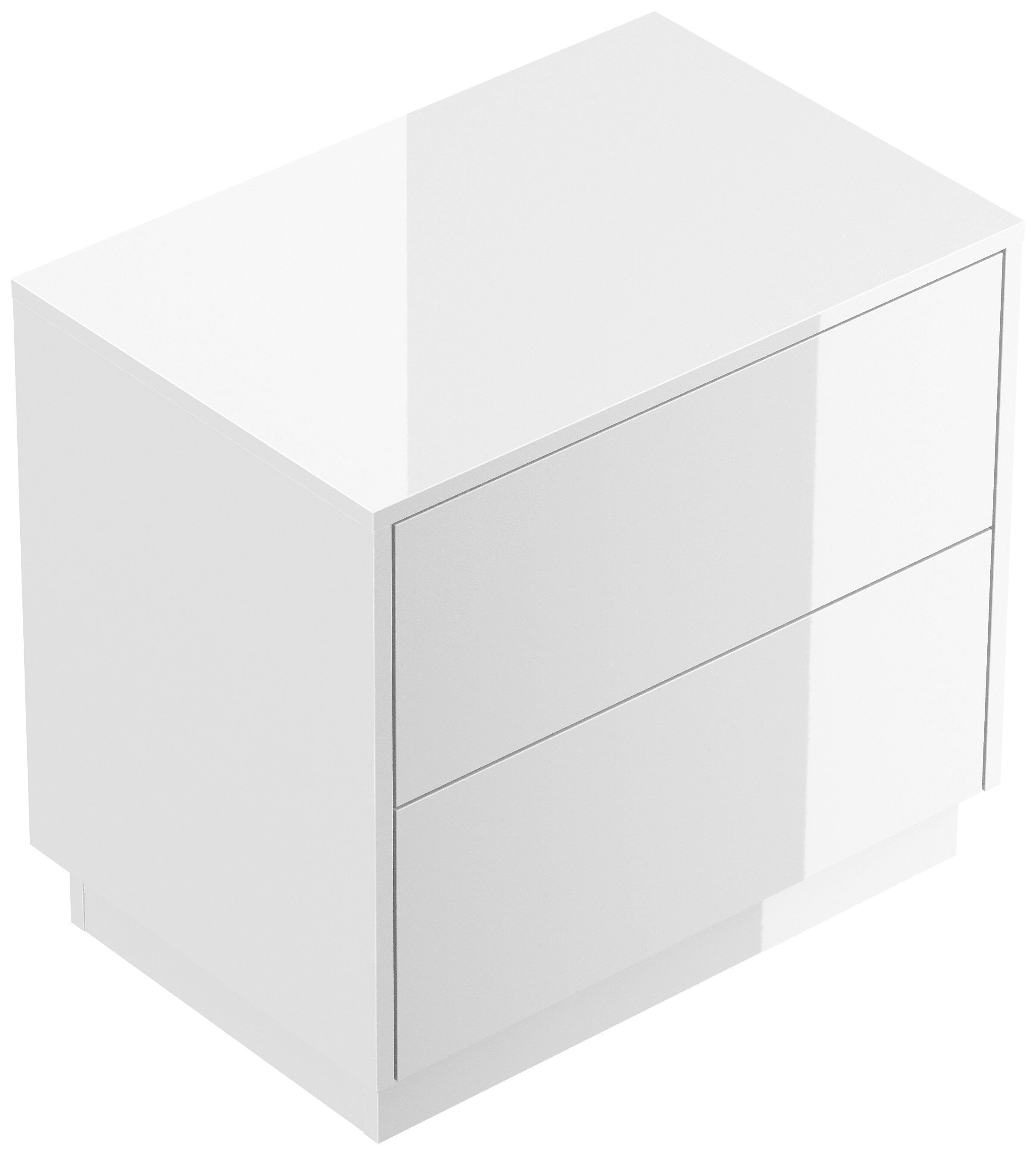 Design Nachttisch Concepto L 60cm stehend, 2 Pushauszüge Weiß Hgl Eiche