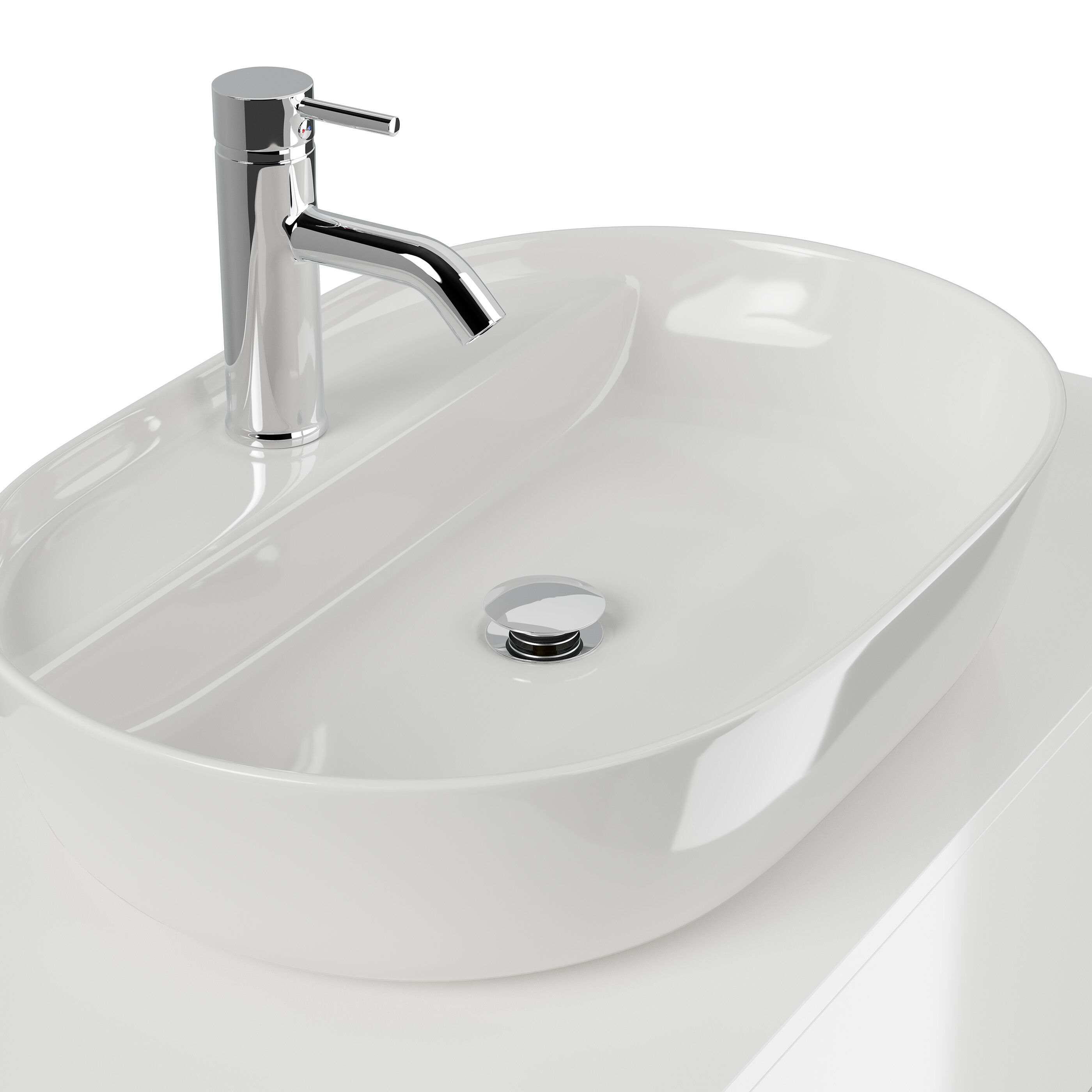 Badmöbel Taifun 100cm mit Design Aufsatzwaschbecken weiß Hgl