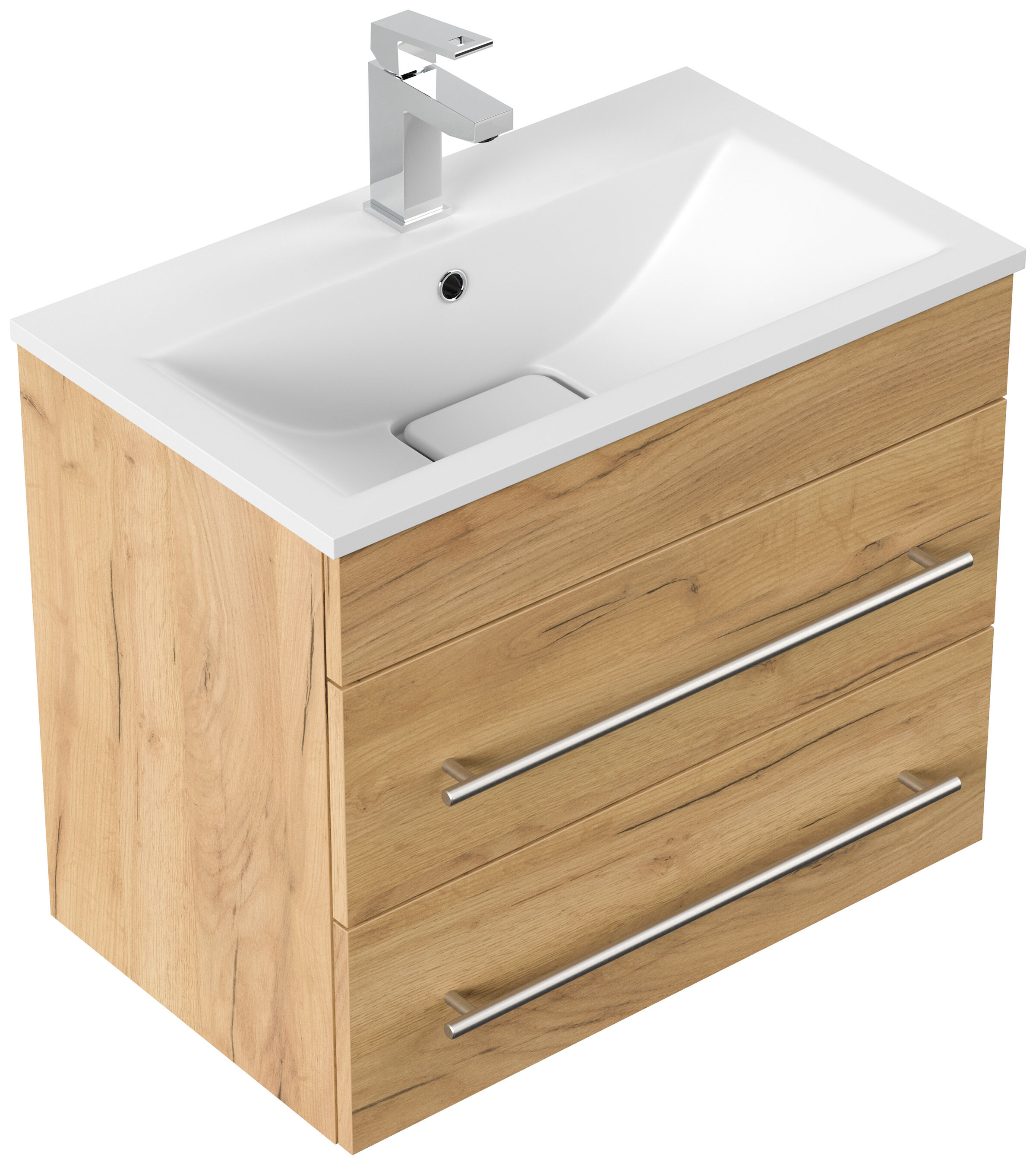 Badmöbel Mona 60x36cm mit 2 SoftClose Schubladen weiss hochglanz