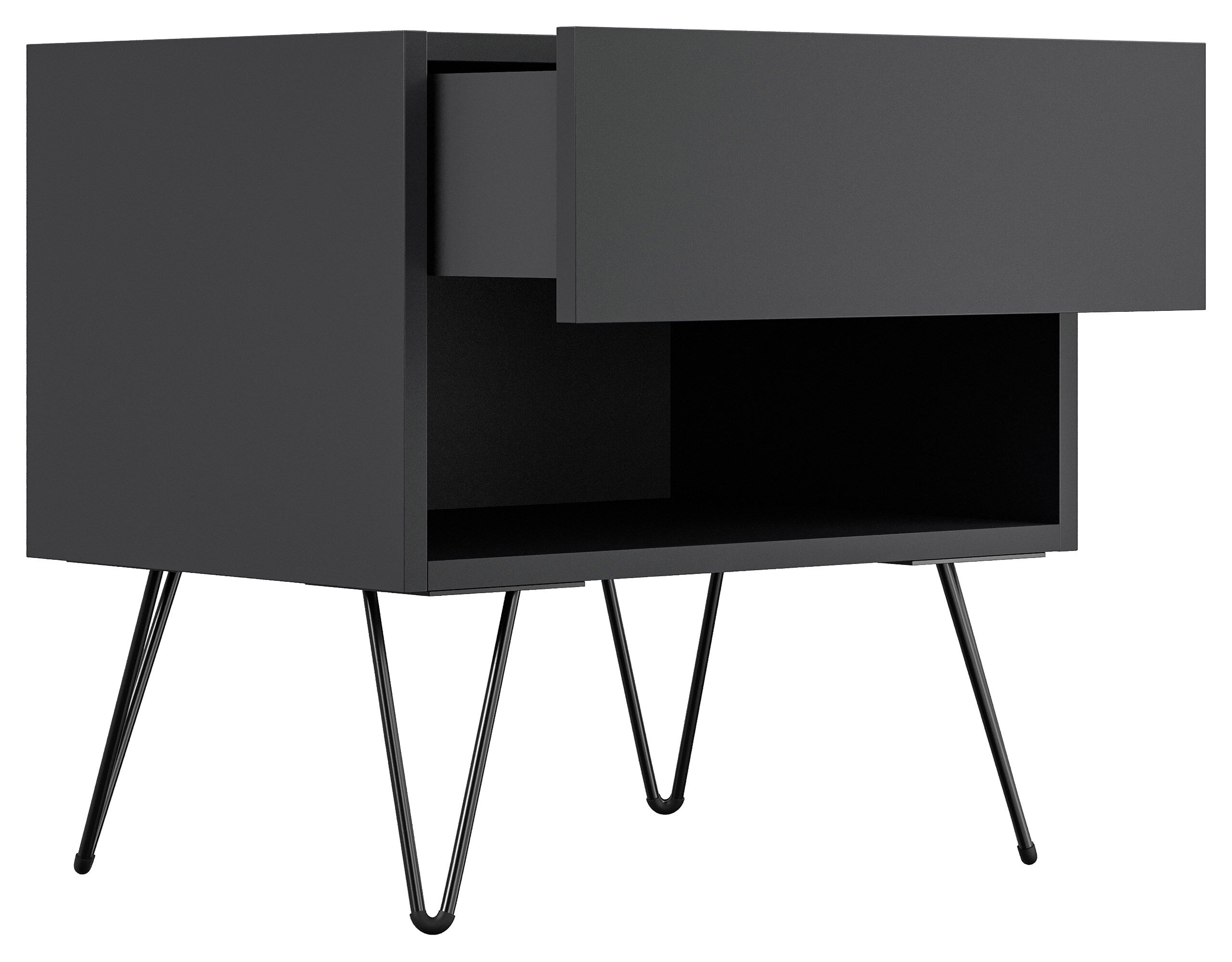 2er Set Nachttisch Dion 50cm SoftClose stehend Weiß Hgl