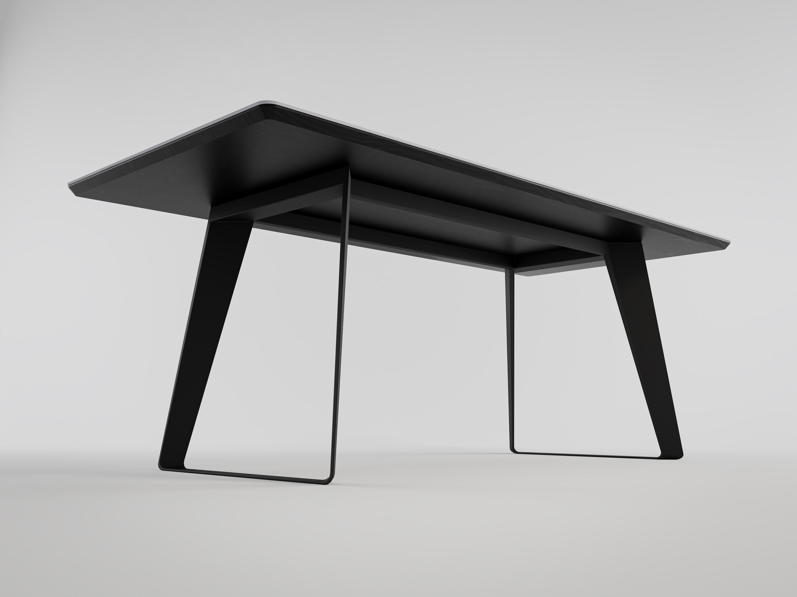 Esszimmertisch FLORINT 200x90cm weiße Keramikplatte schwarze Design-Tischkufen