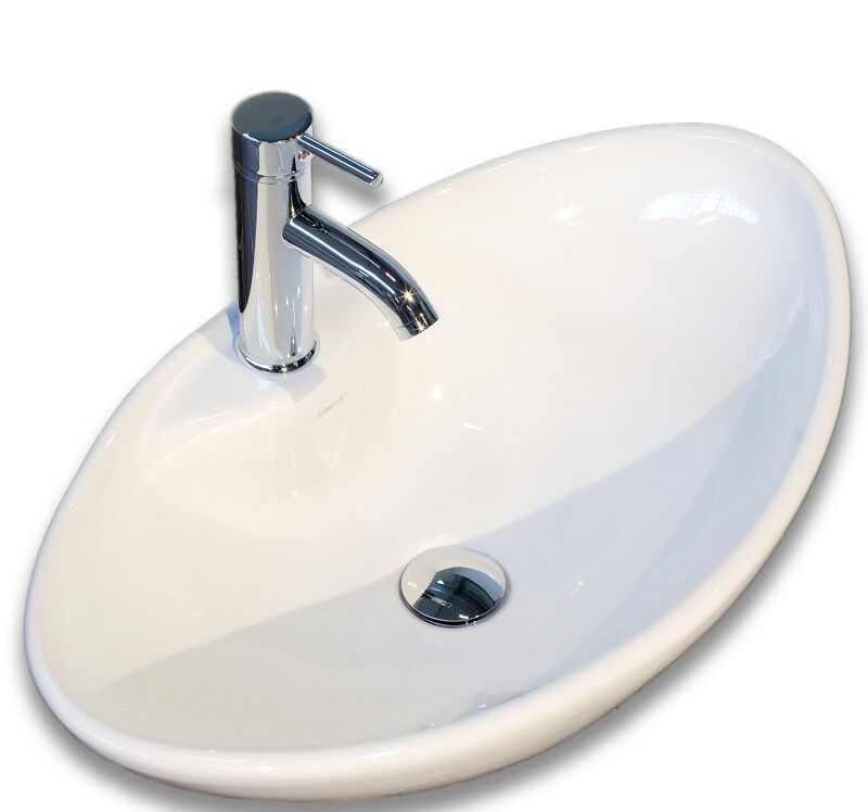 Badmöbel Classico XL weiss hochglanz mit Aufsatzwaschbecken