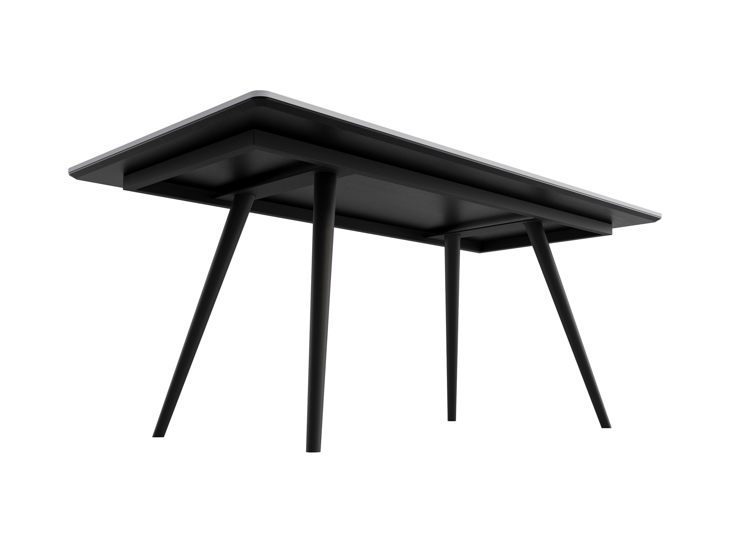 Esstisch 180x90cm weiße Keramikplatte schwarze konische Tischbeine