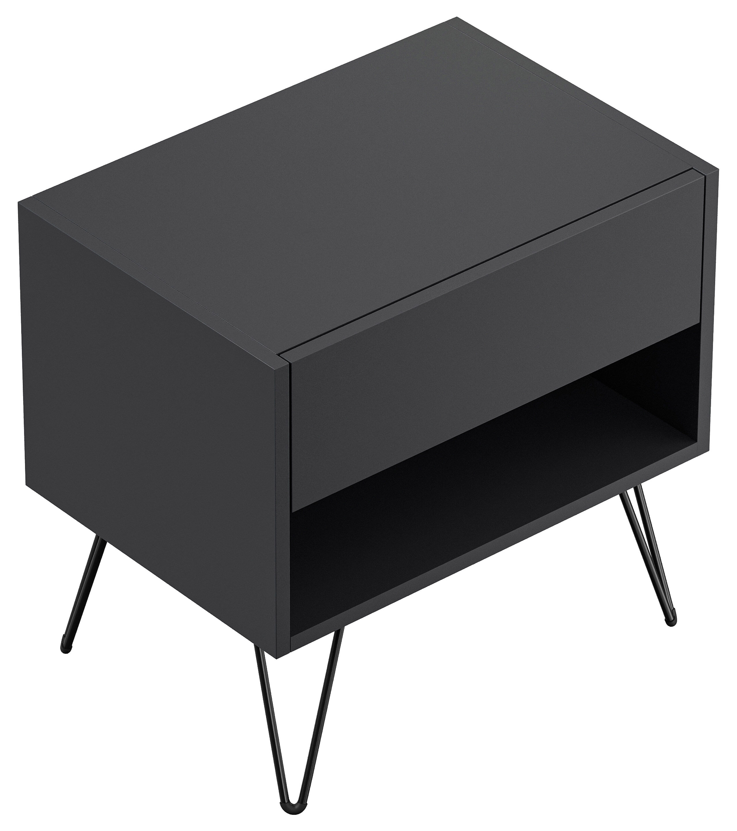2er Set Nachttisch Dion 50cm SoftClose stehend Grafit Softtouch