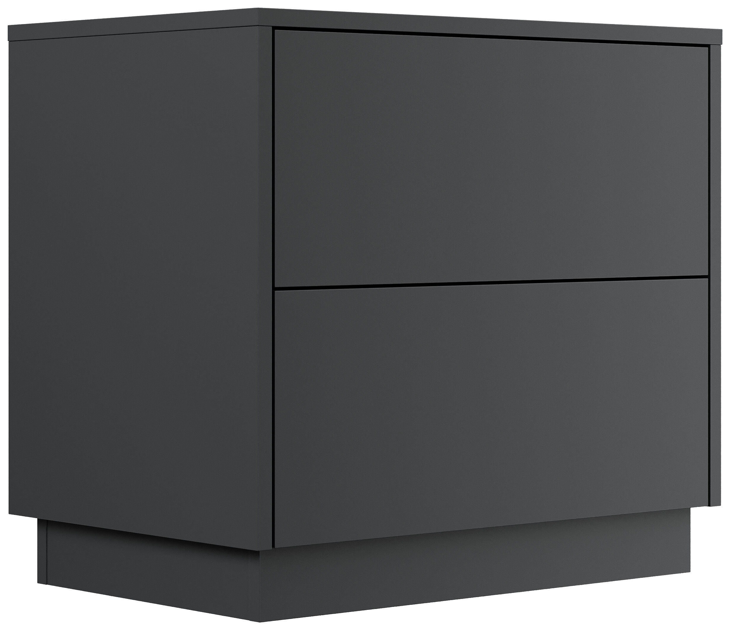 Design Nachttisch Concepto L 60cm stehend, 2 Pushauszüge Weiß Hgl Eiche