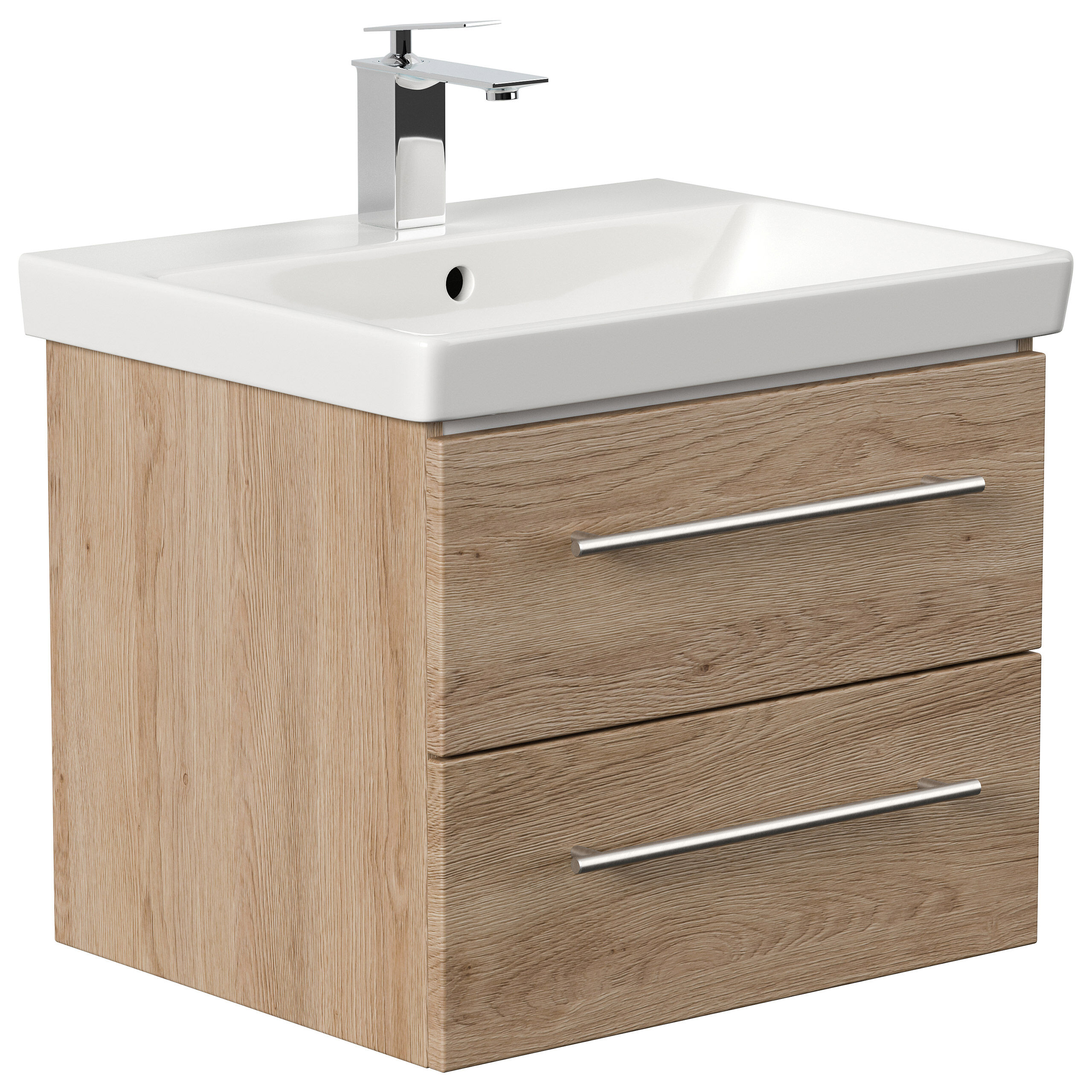 Badmöbel mit Villeroy & Boch Avento Waschbecken 60cm SoftClose eiche hell