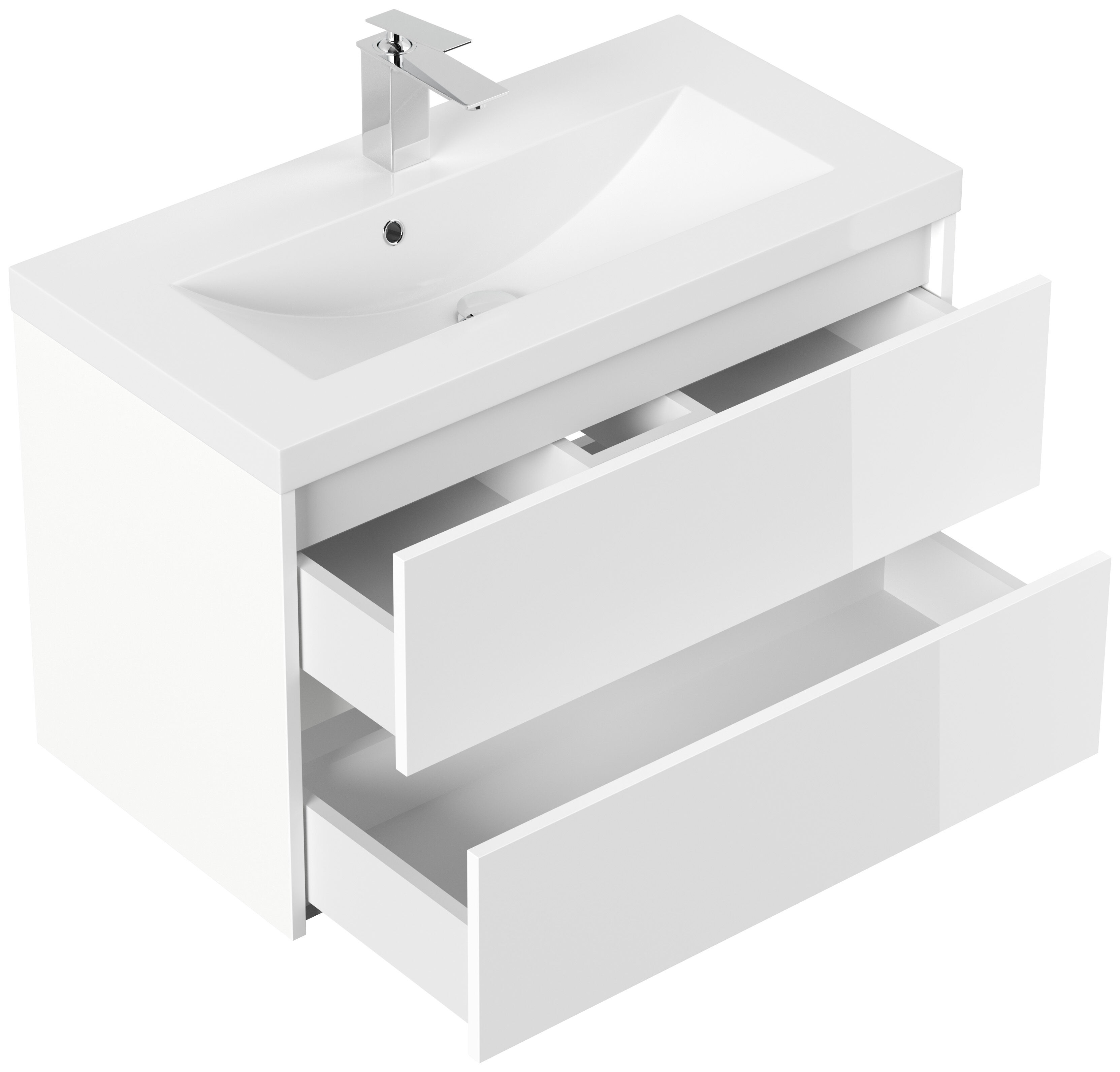 Badmöbel Melora & Waschtisch 80cm 2 Greifraum SoftClose Auszüge eiche gold