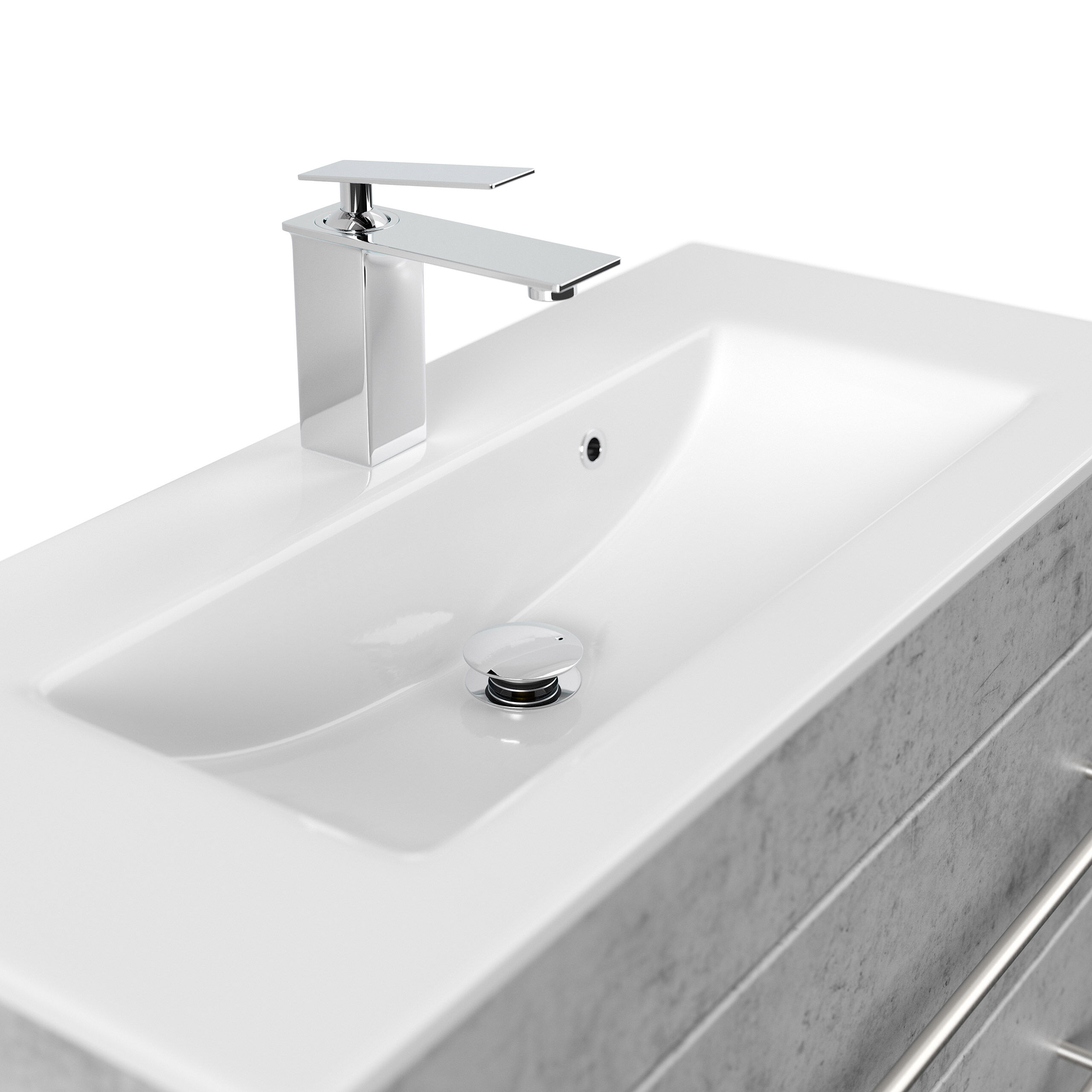 Badmöbel Mars 800 2-teilig mit LED Spiegel SlimLine SoftClose weiss hochglanz