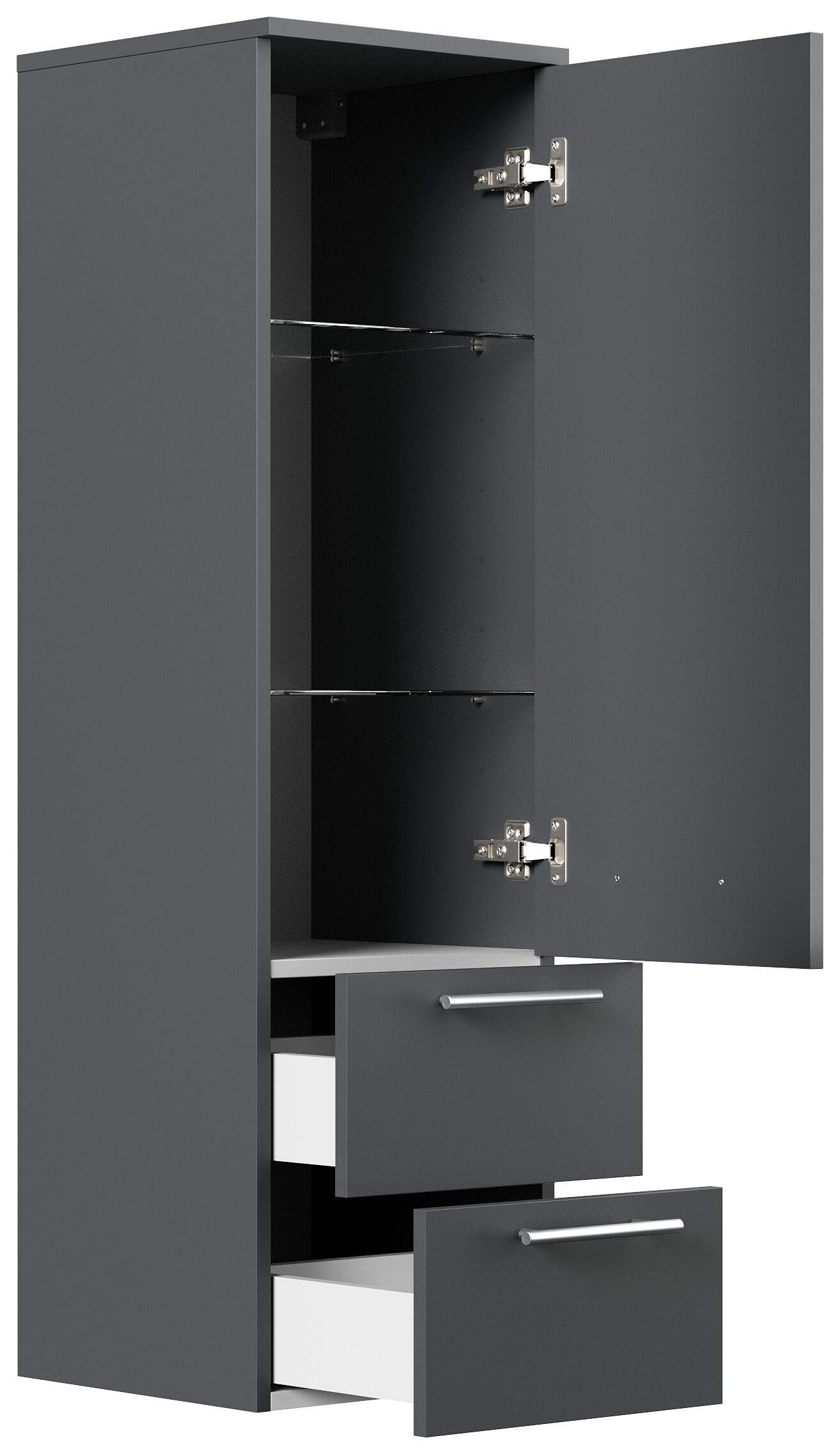 Hochschrank 120 cm eiche gold mit Glaseinlagen