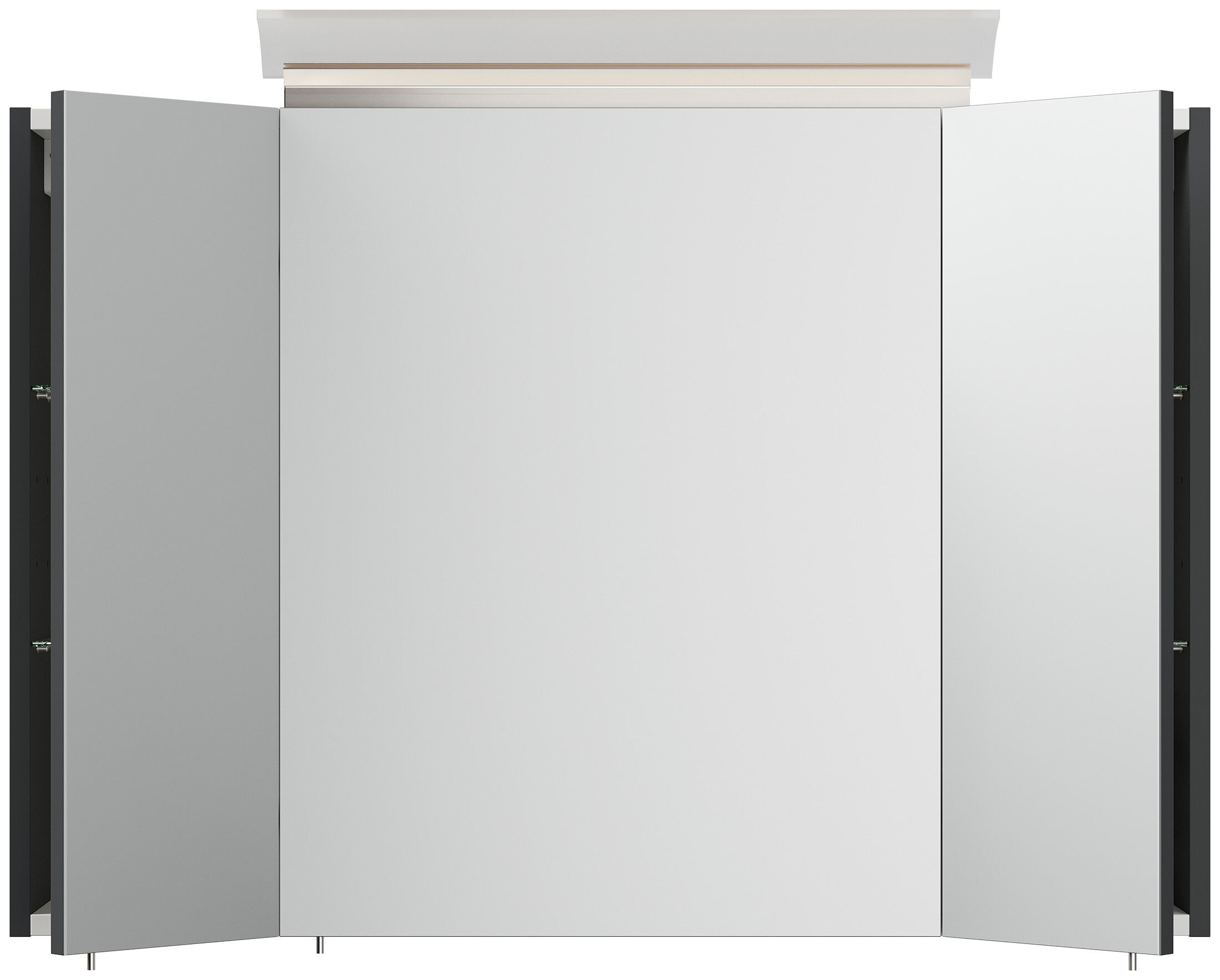 Spiegelschrank 90cm inkl. Design LED-Lampe und Glasböden weiss hochglanz