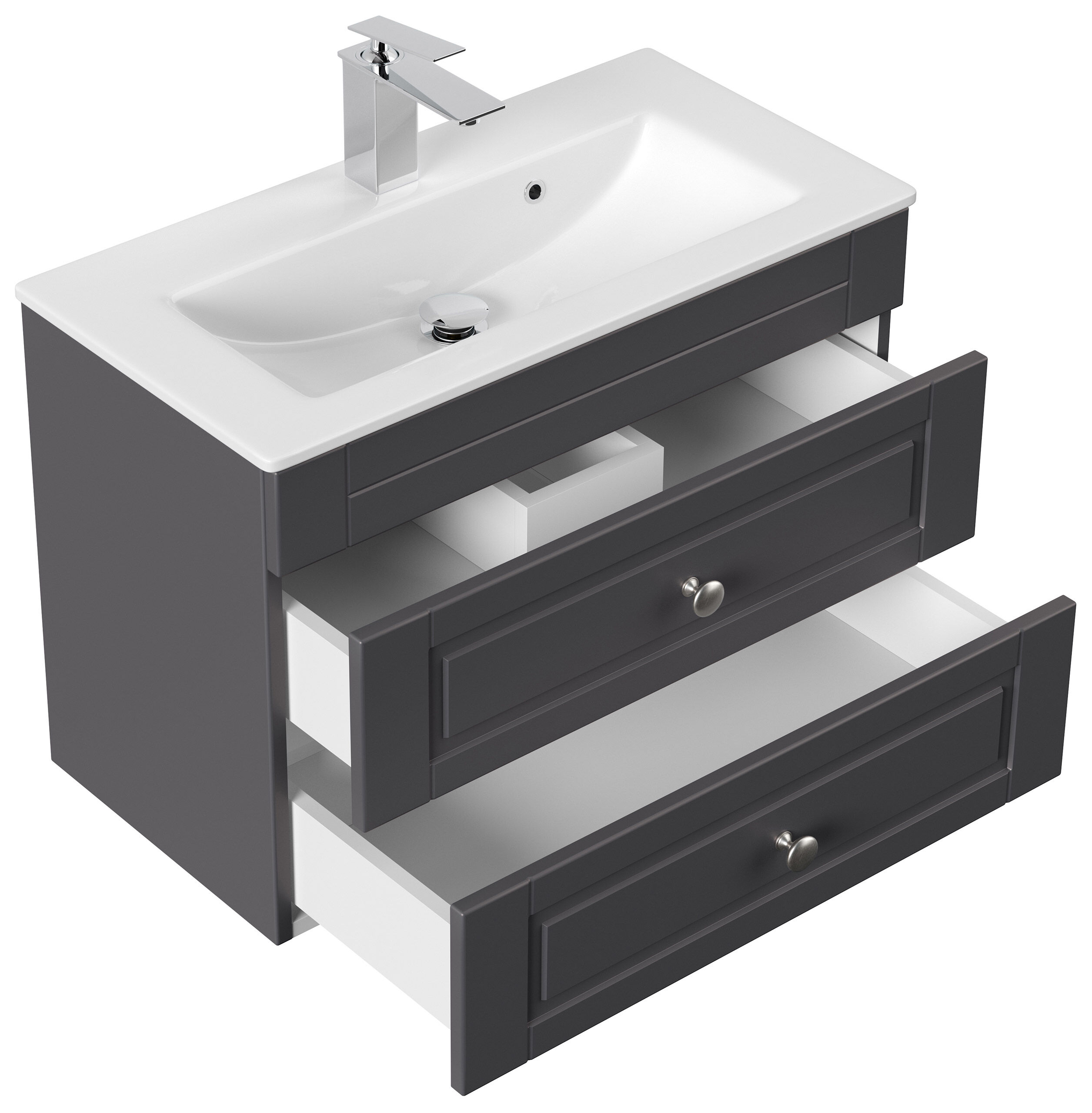 Badmöbel-Set Mars 700 Cottage SlimLine LED-Spiegel anthrazit