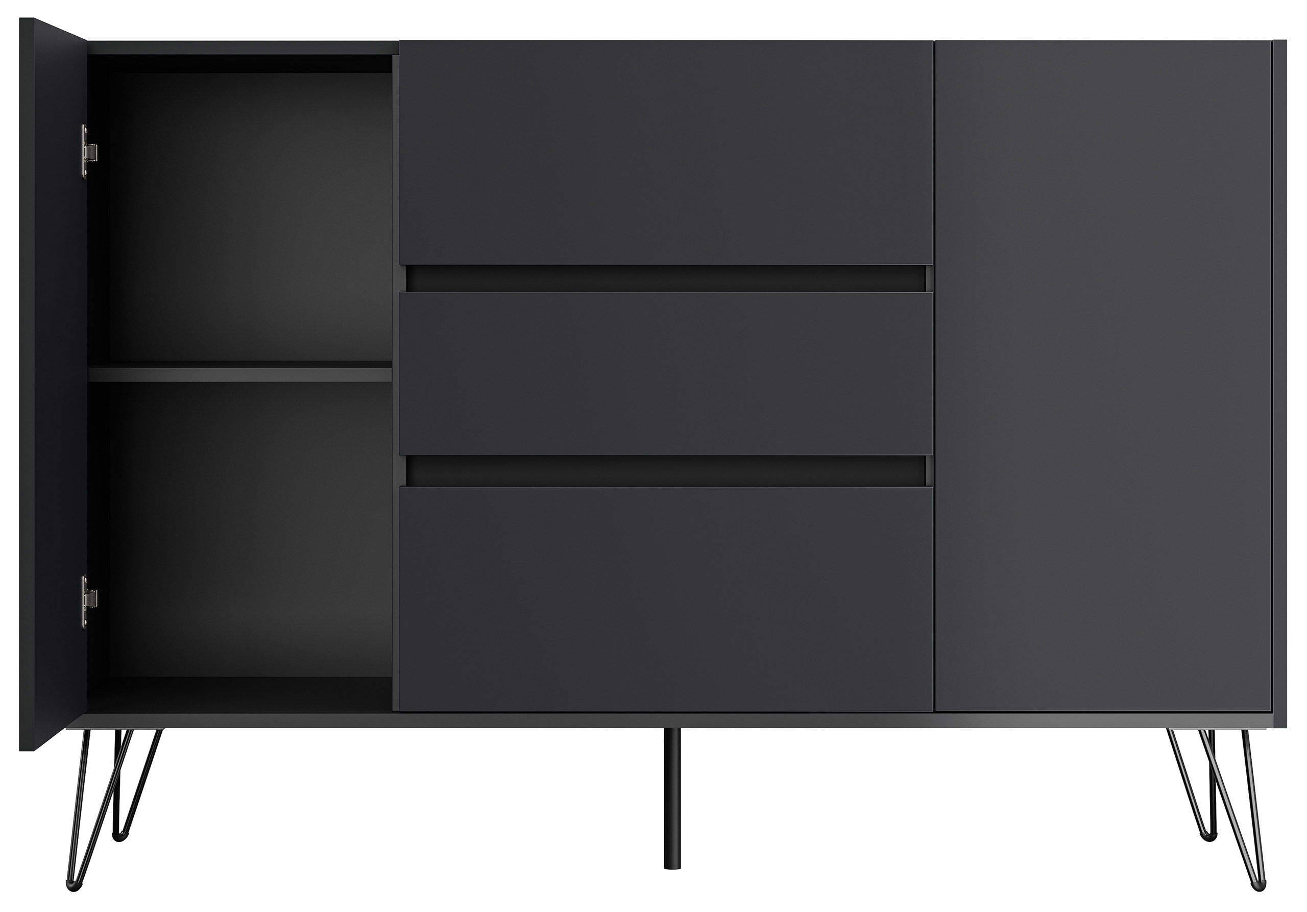Sideboard Yako XL 140cm 3 SoftClose 2 Türen Grafit