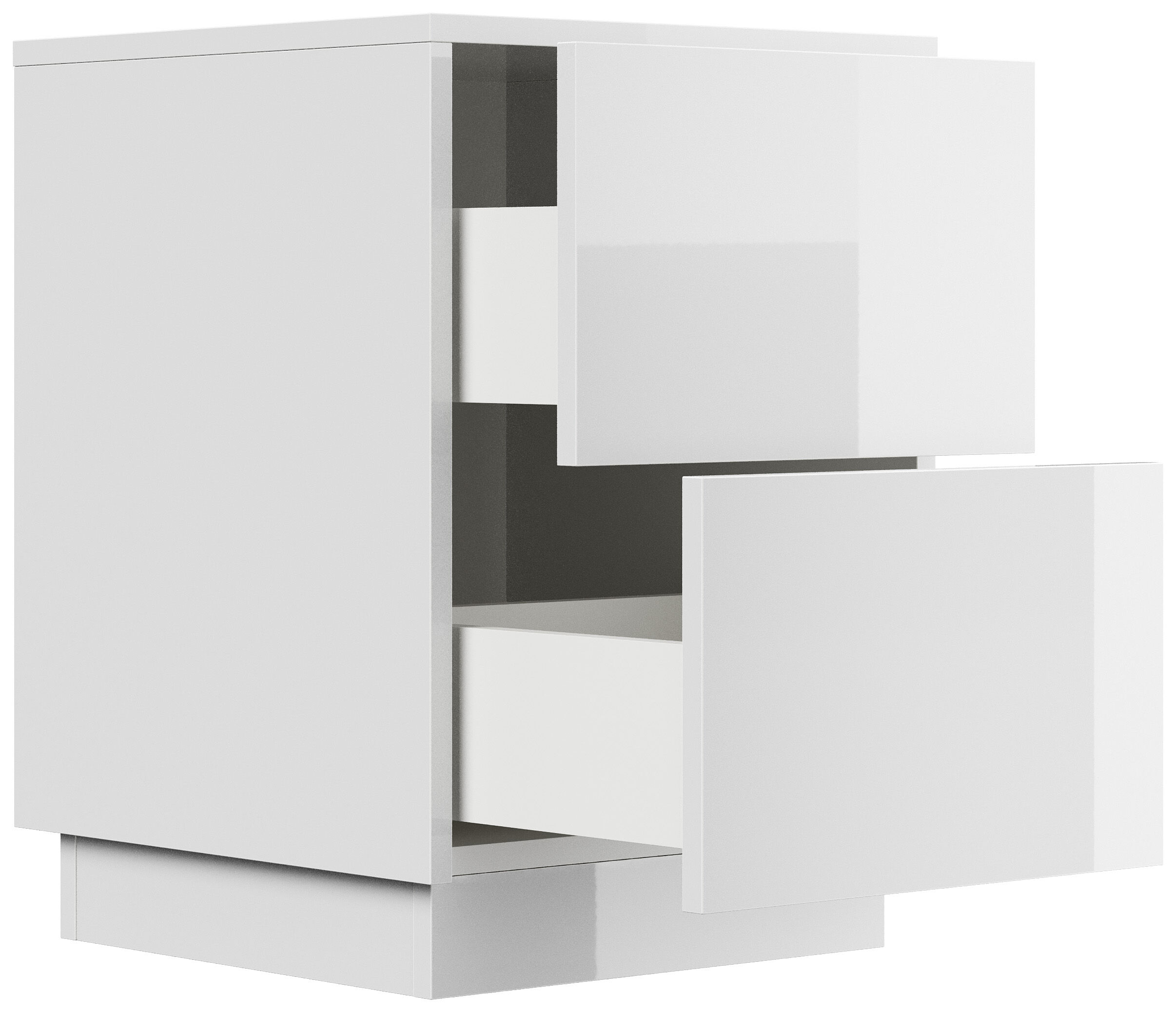 Design Nachttisch Concepto S 40cm stehend, 2 Pushauszüge Grafit Eiche