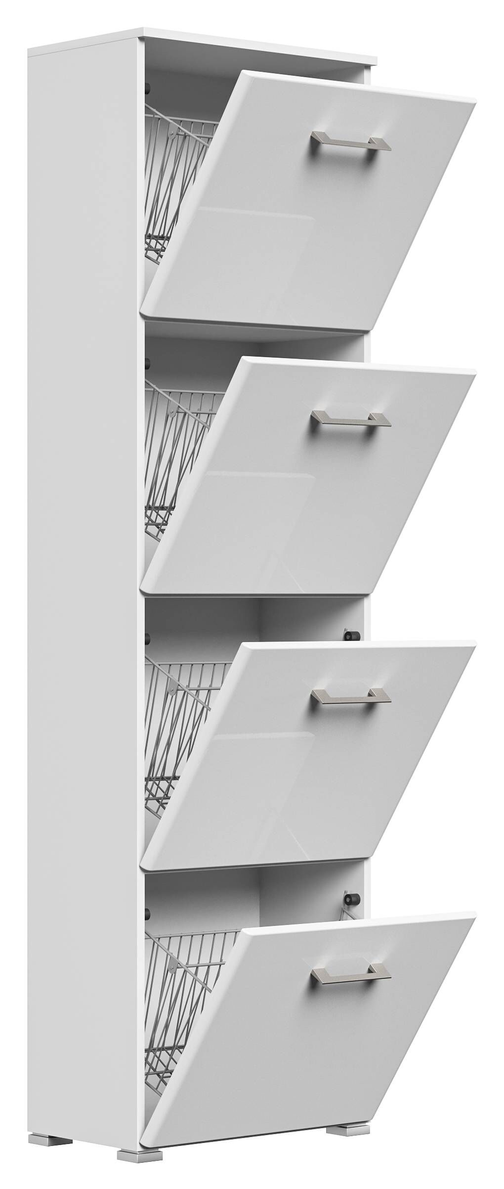 Garderobe Set 012 Buffalo 2 tlg Schuhschrank 4 Klappen 16 Paar Weiss-Weiss Hgl