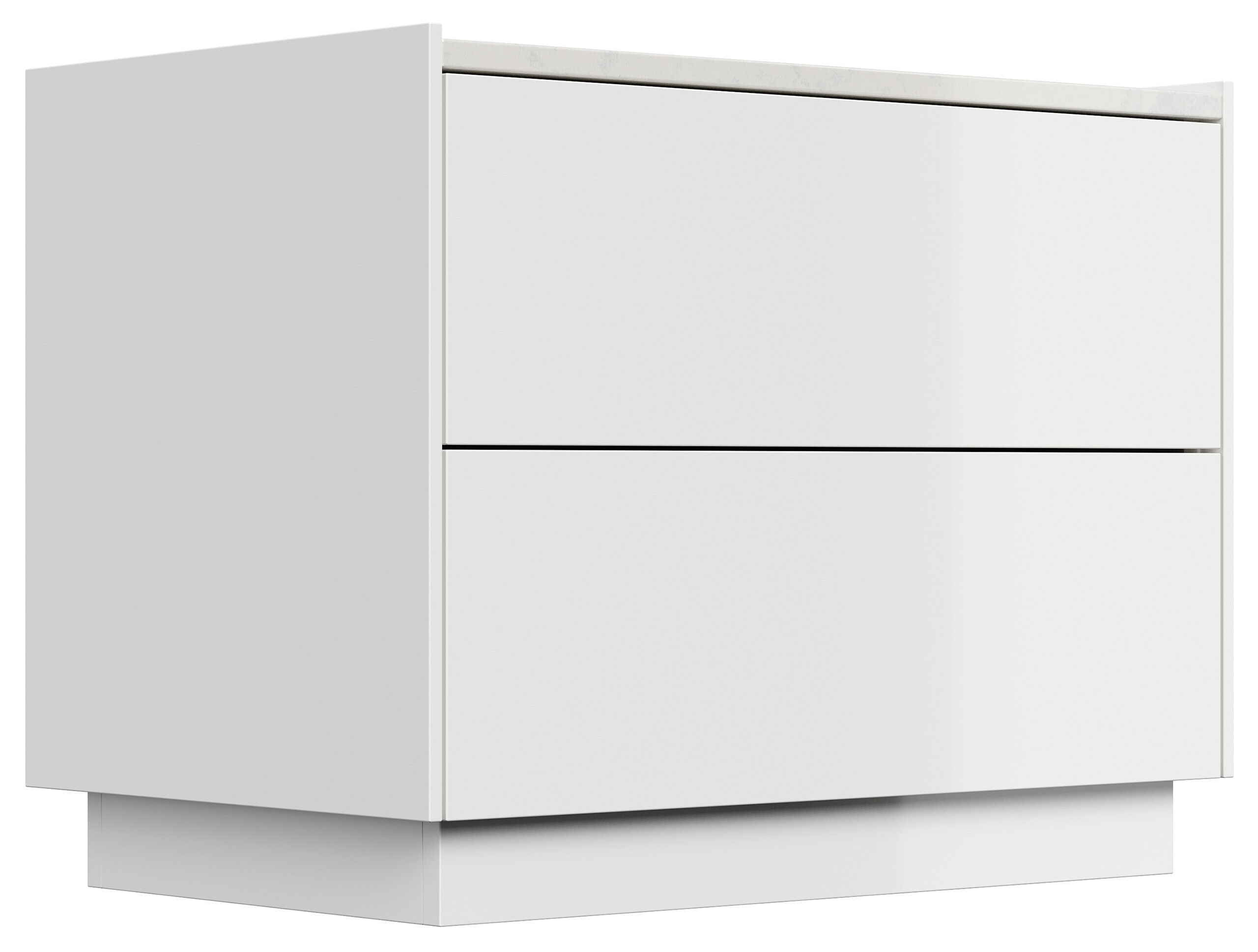 Nachttisch Kommode Concepto XL 70cm, Quarztop, 2 Pushauszüge lackiert Weiß Hgl