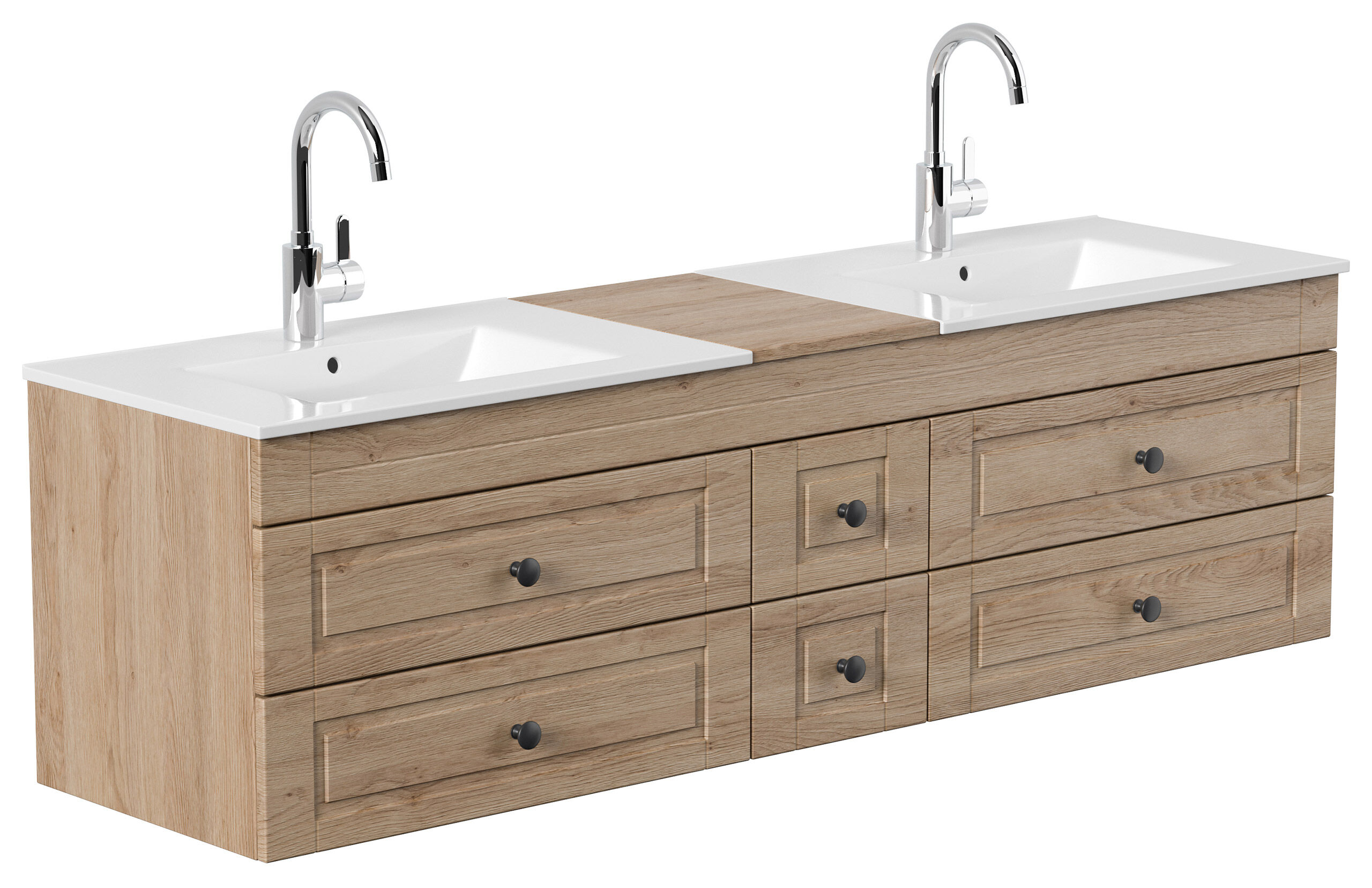 Badmöbel Milano XL Cottage Doppel-Waschbecken SoftClose anthrazit