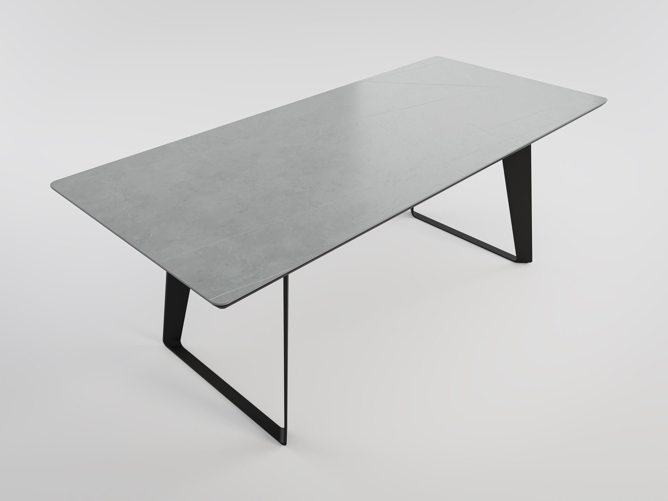 Esszimmertisch FLORINT 200x90cm weiße Keramikplatte schwarze Design-Tischkufen