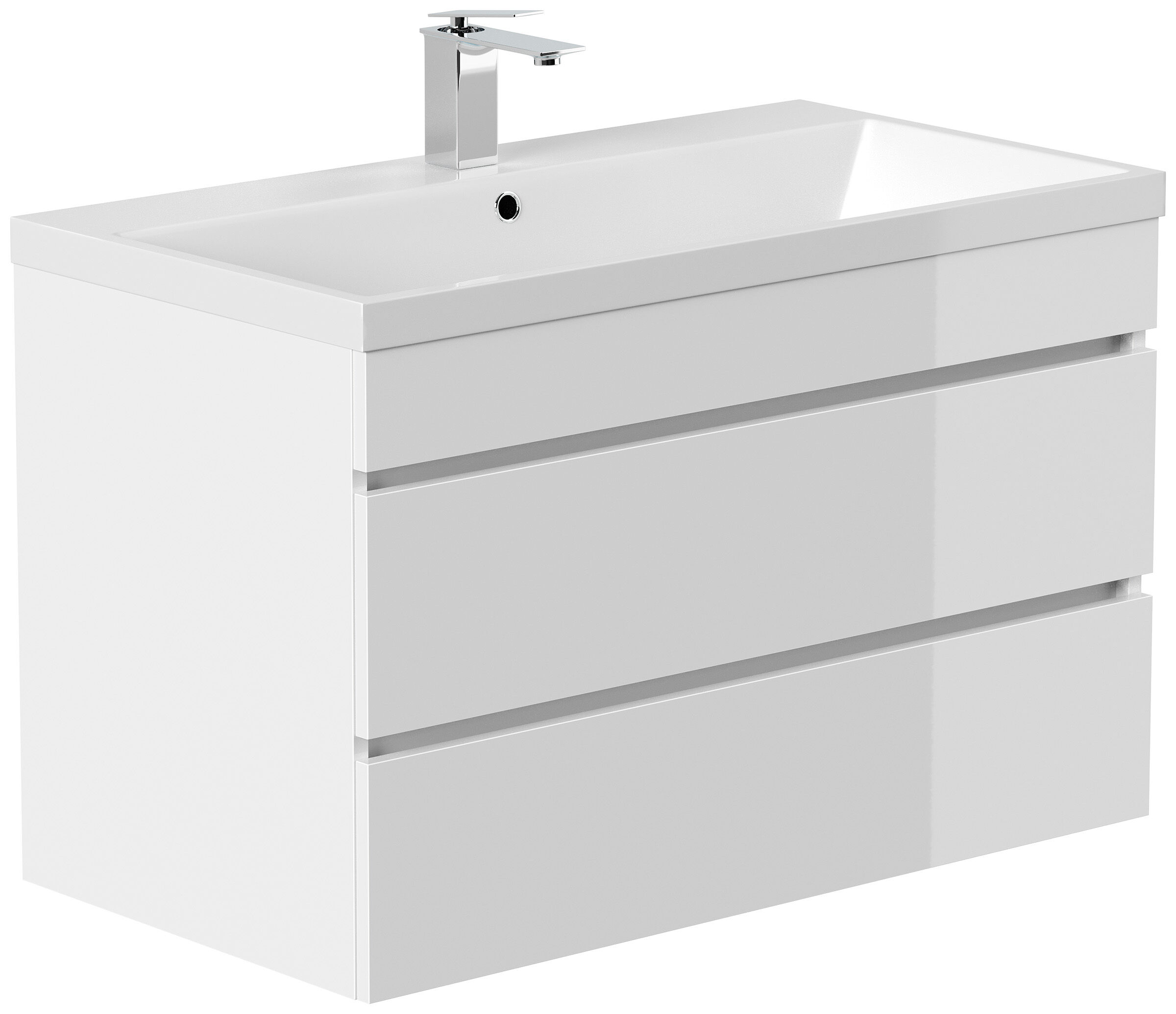 Badmöbel Via 90 SoftClose weiss hochglanz mit grifflosen Schubladen