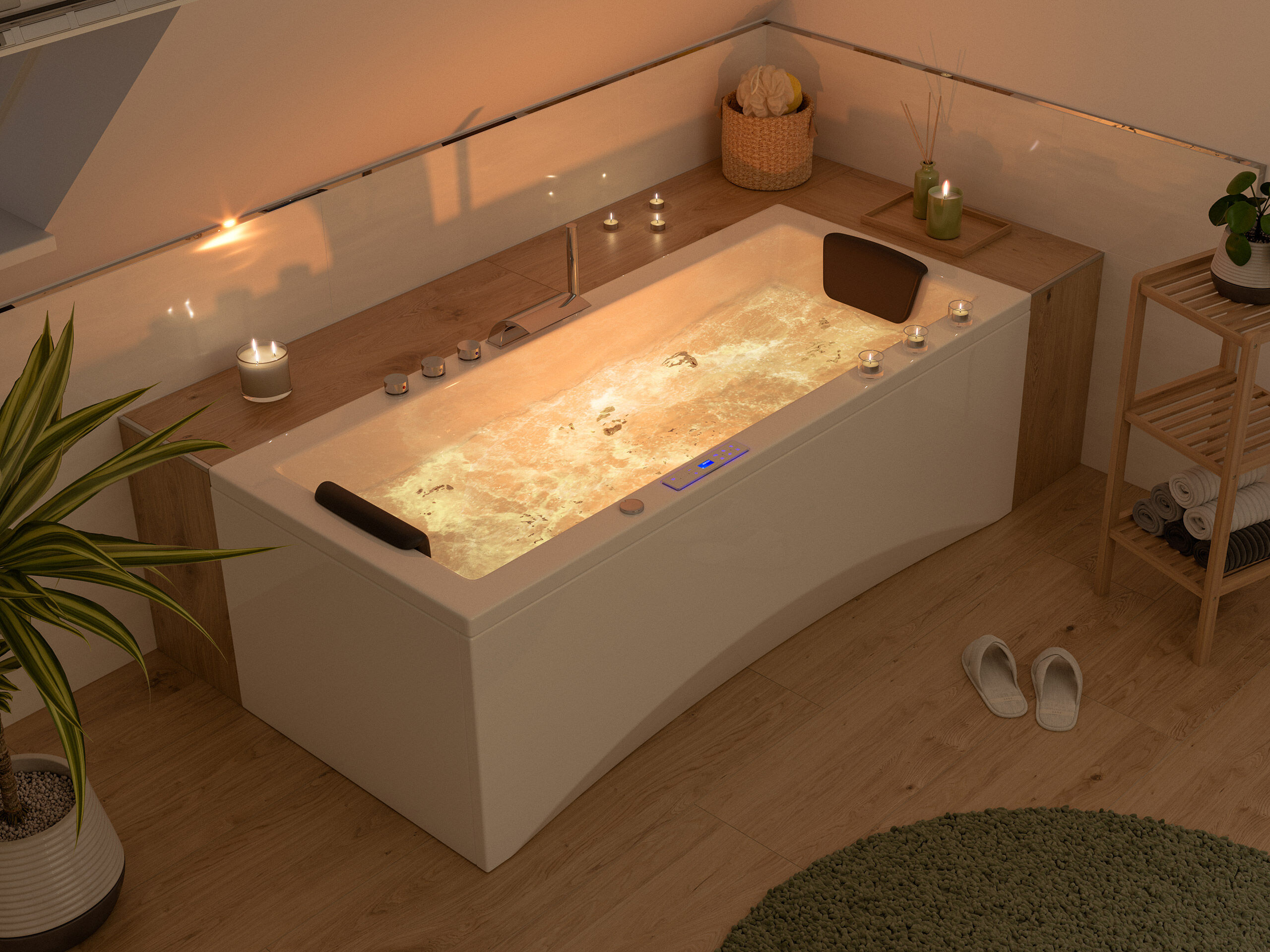 Rechteck Whirlpool Unity 170x75 Made in Germany 22 Massagedüsen ohne Armatur