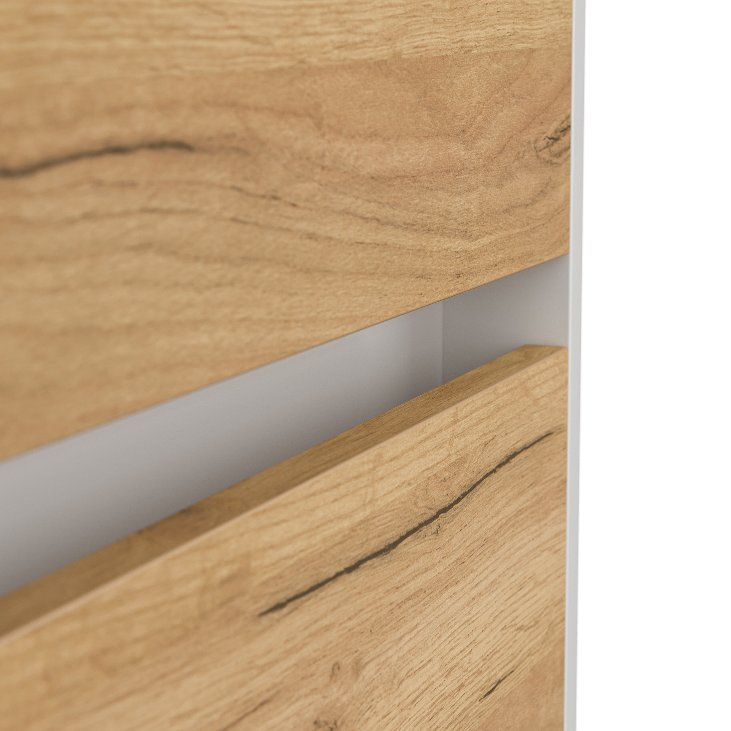 Nachttisch Yako 60cm 2 SoftClose stehend Weiß & Eiche Top