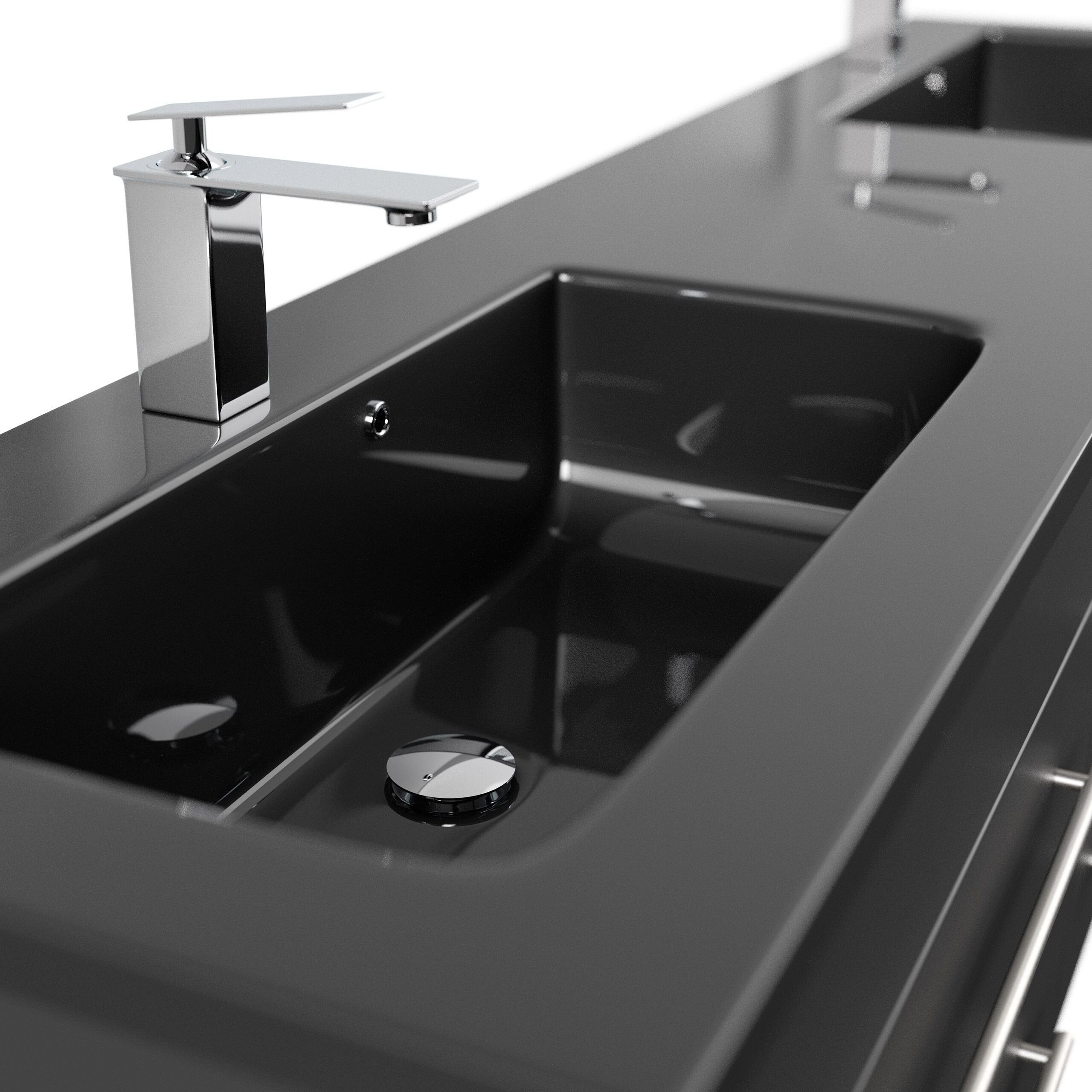 Badmöbel Compose 200 schwarzes Waschbecken SoftClose schwarz