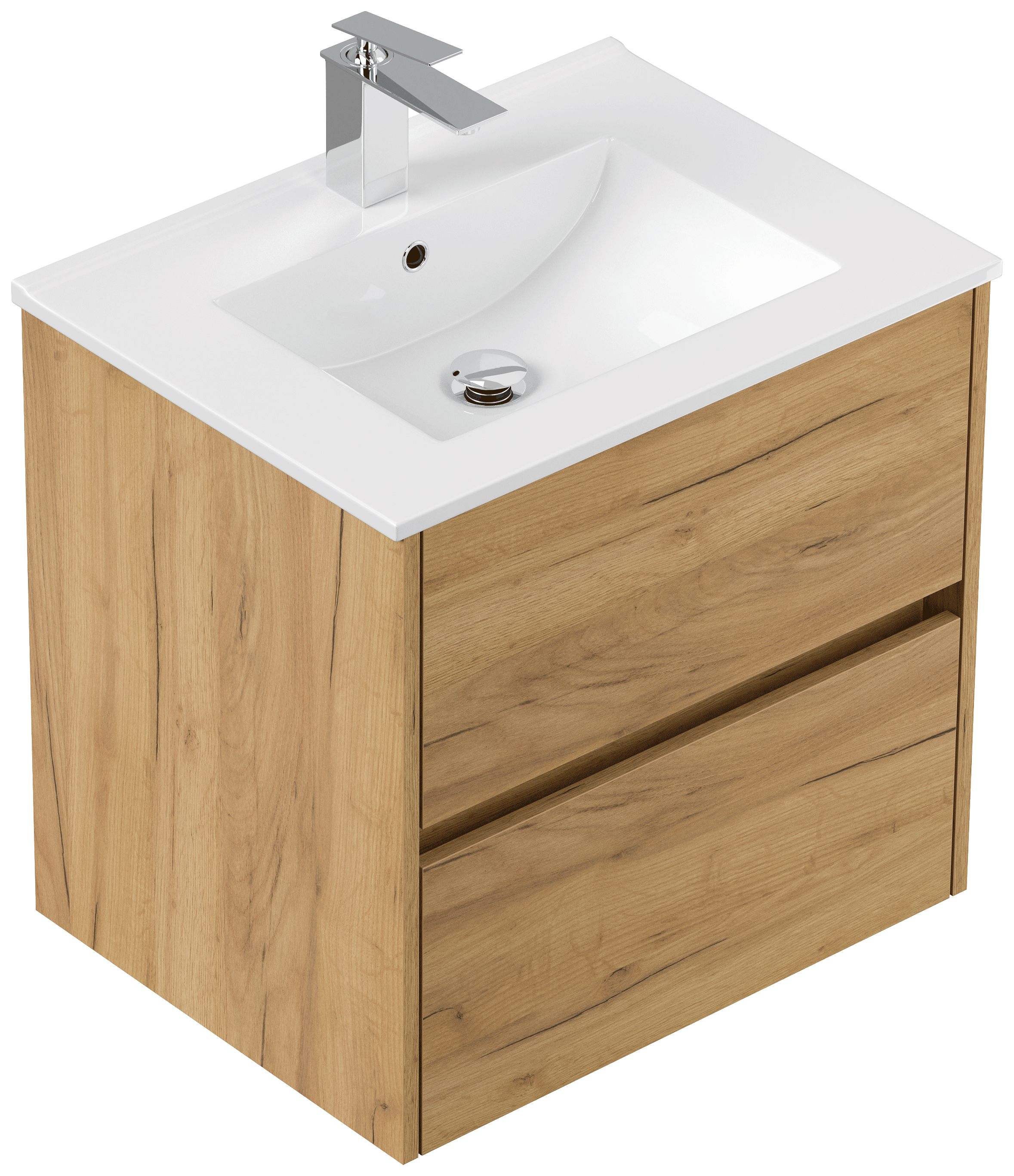 Badmöbel Taifun & Waschtisch 60cm 2 Greifraum SoftClose Auszüge eiche gold