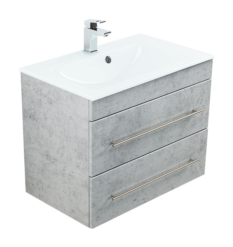 Badmöbel Vitro 750 mit Glaswaschbecken SoftClose beton Badmöbel Vitro 750 mit Glaswaschbecken SoftClose beton