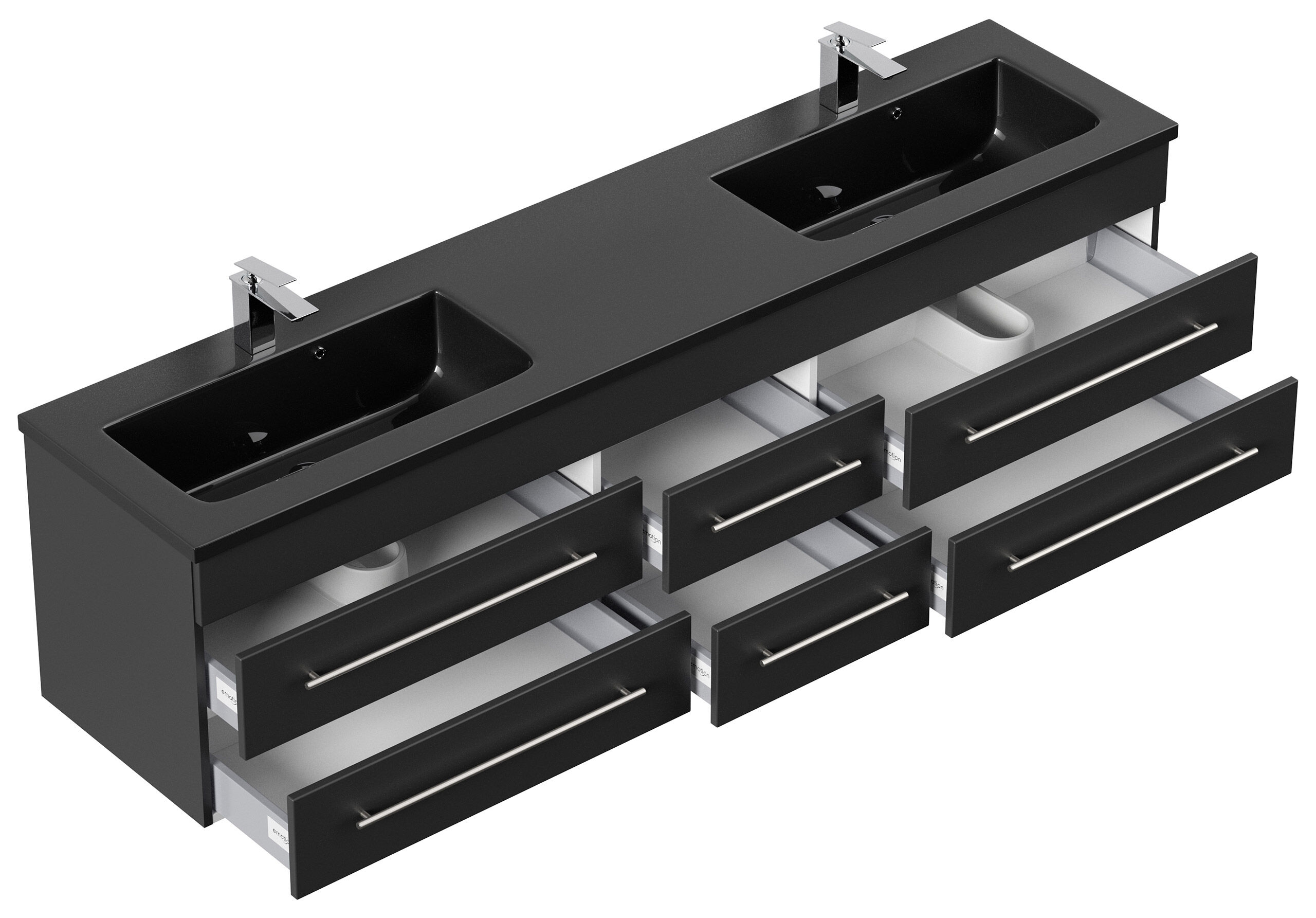 Badmöbel Compose 200 schwarzes Waschbecken SoftClose schwarz