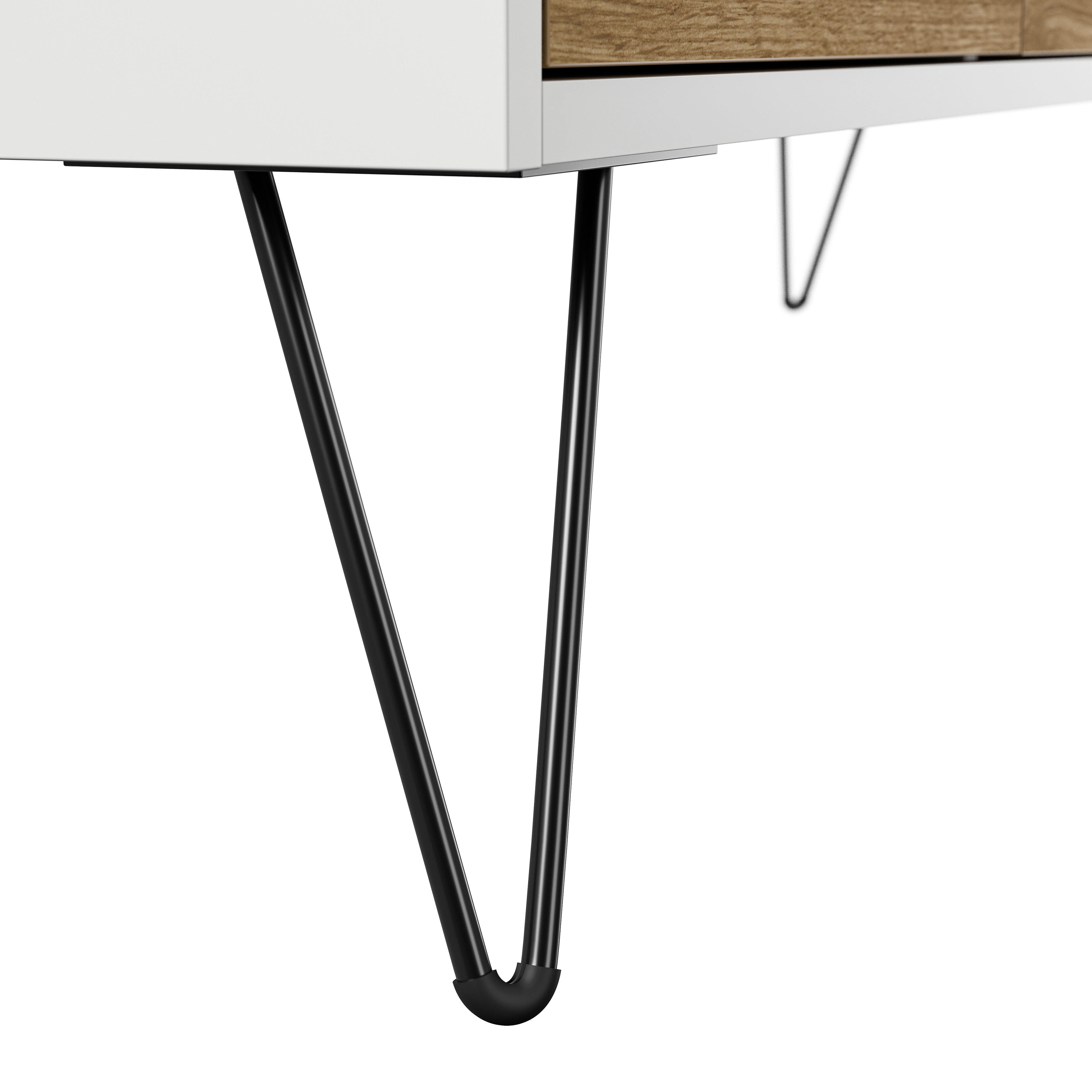 Raumwunder XL Sideboard Kommode Maxim 155cm stehend 4 Türen Weiß/Eiche Front