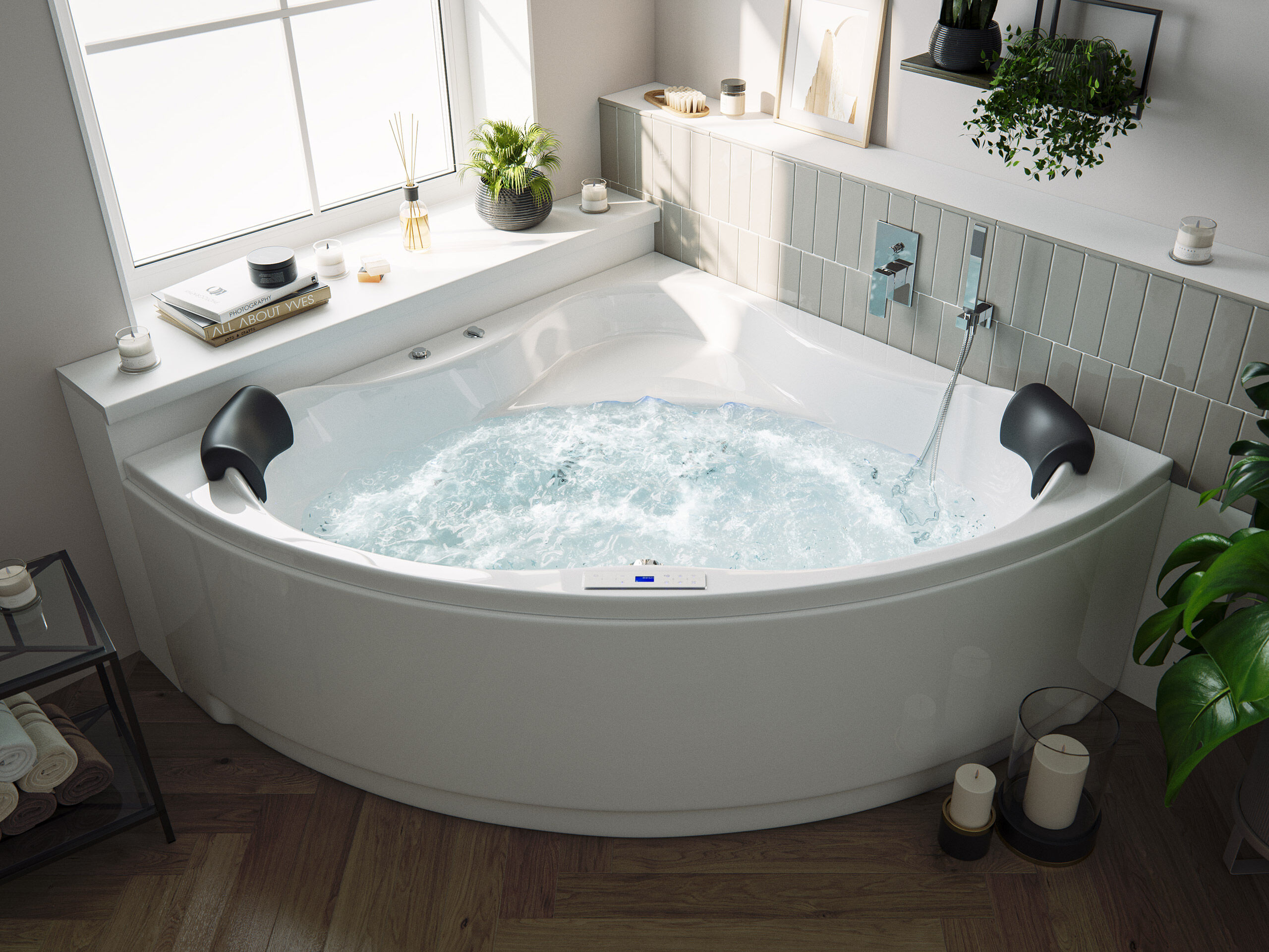 Deluxe Whirlpool Set ENJOY ULTRA mit 80 Düsen Befüllung Überlauf 150x150x59 cm