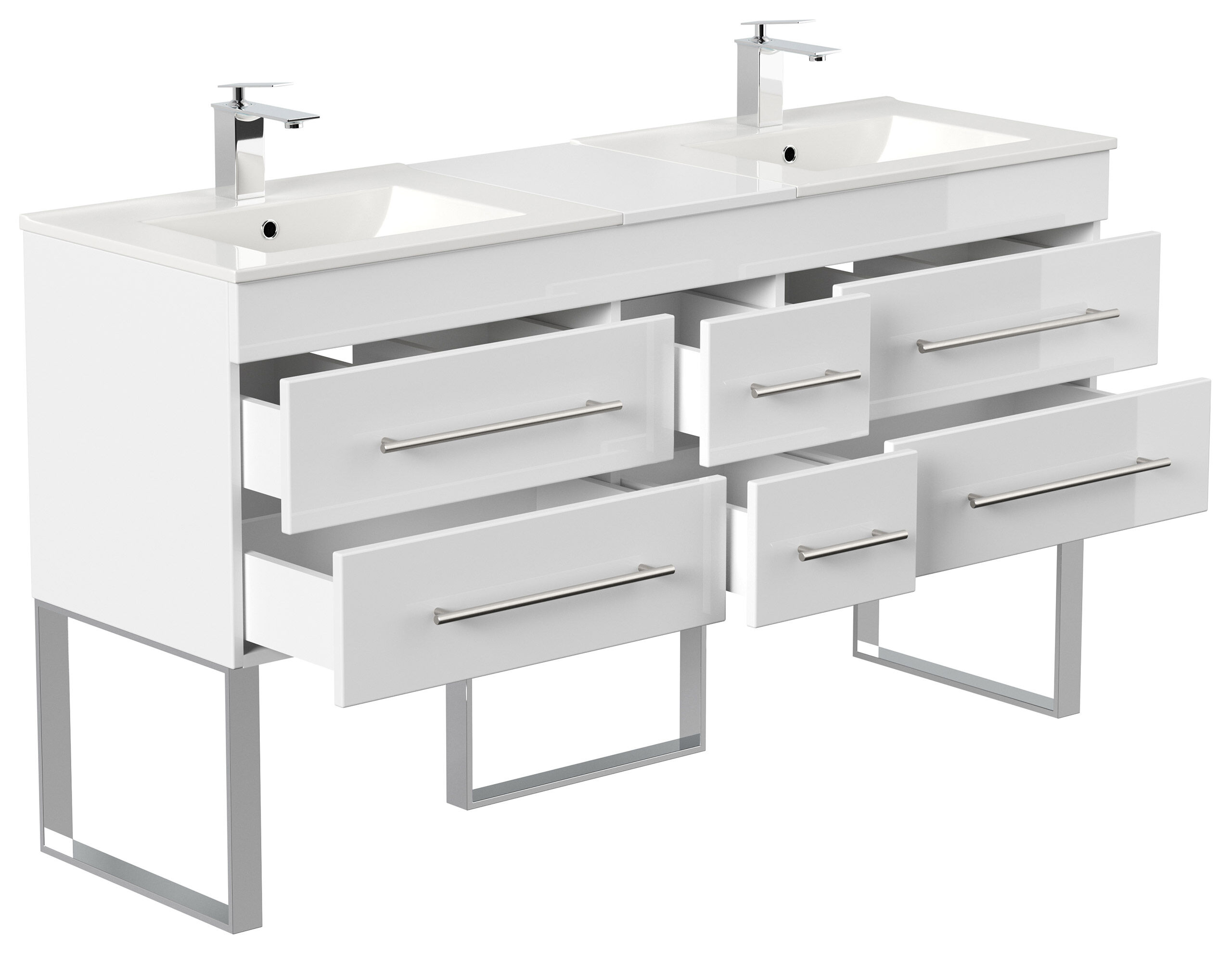 Stand Badmöbel Roma XL SoftClose weiss hochglanz