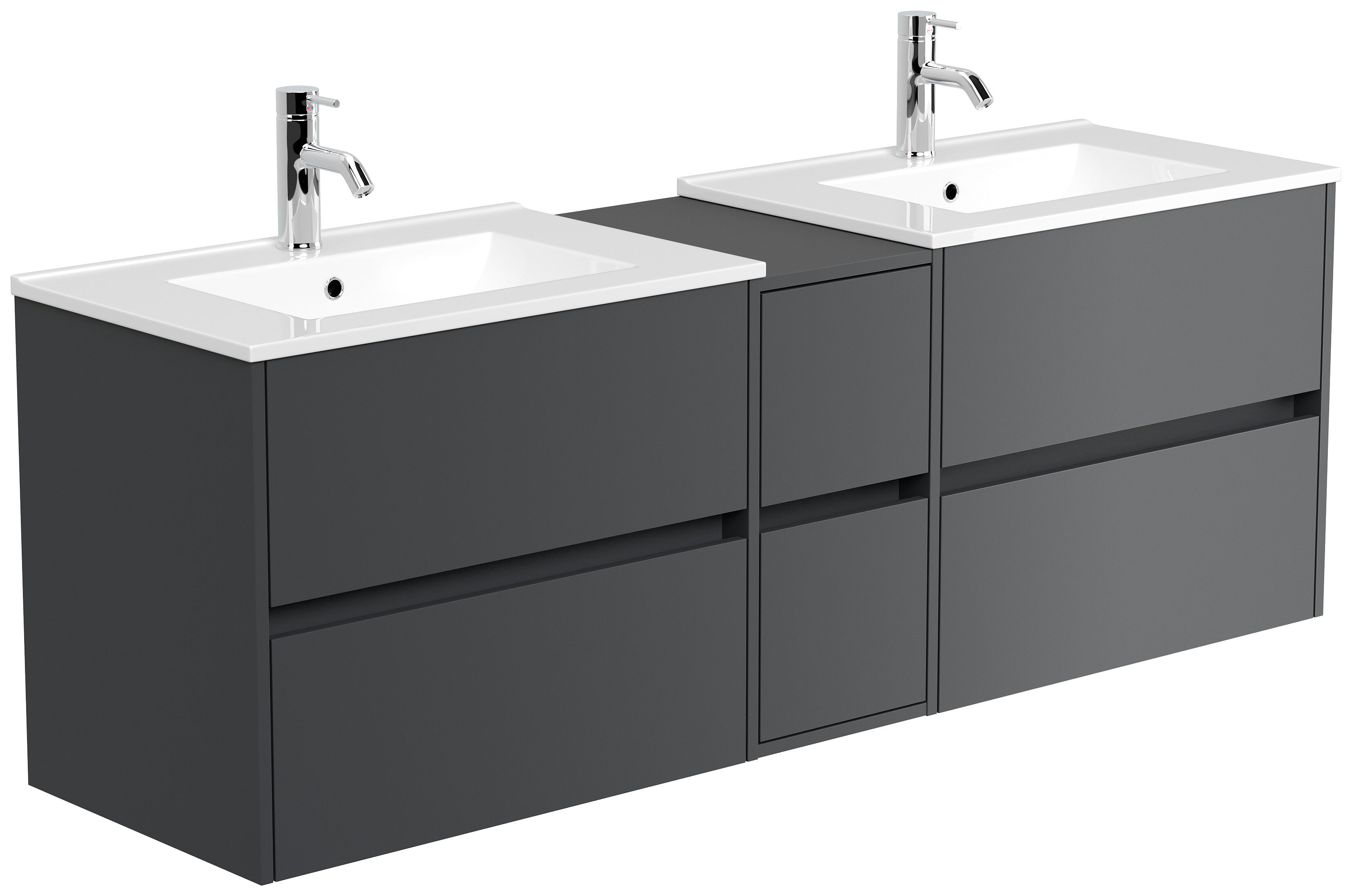 Badmöbelset Taifun 170cm 5tlg mit 2x Spiegelschrank & 2x Badschrank grafit