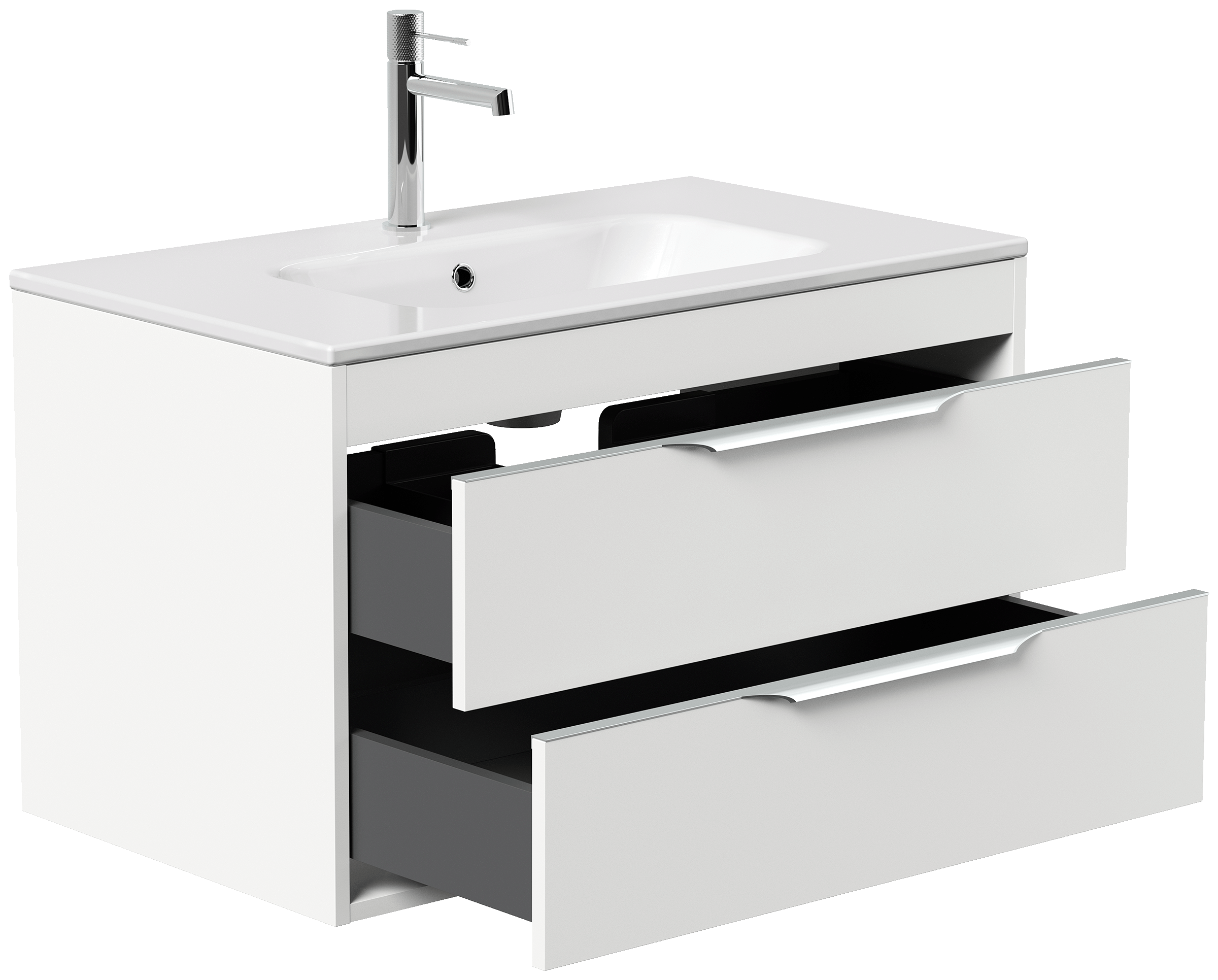 Badmöbel Elements 80 SoftClose weiss matt inkl. Kosmetikeinsatz