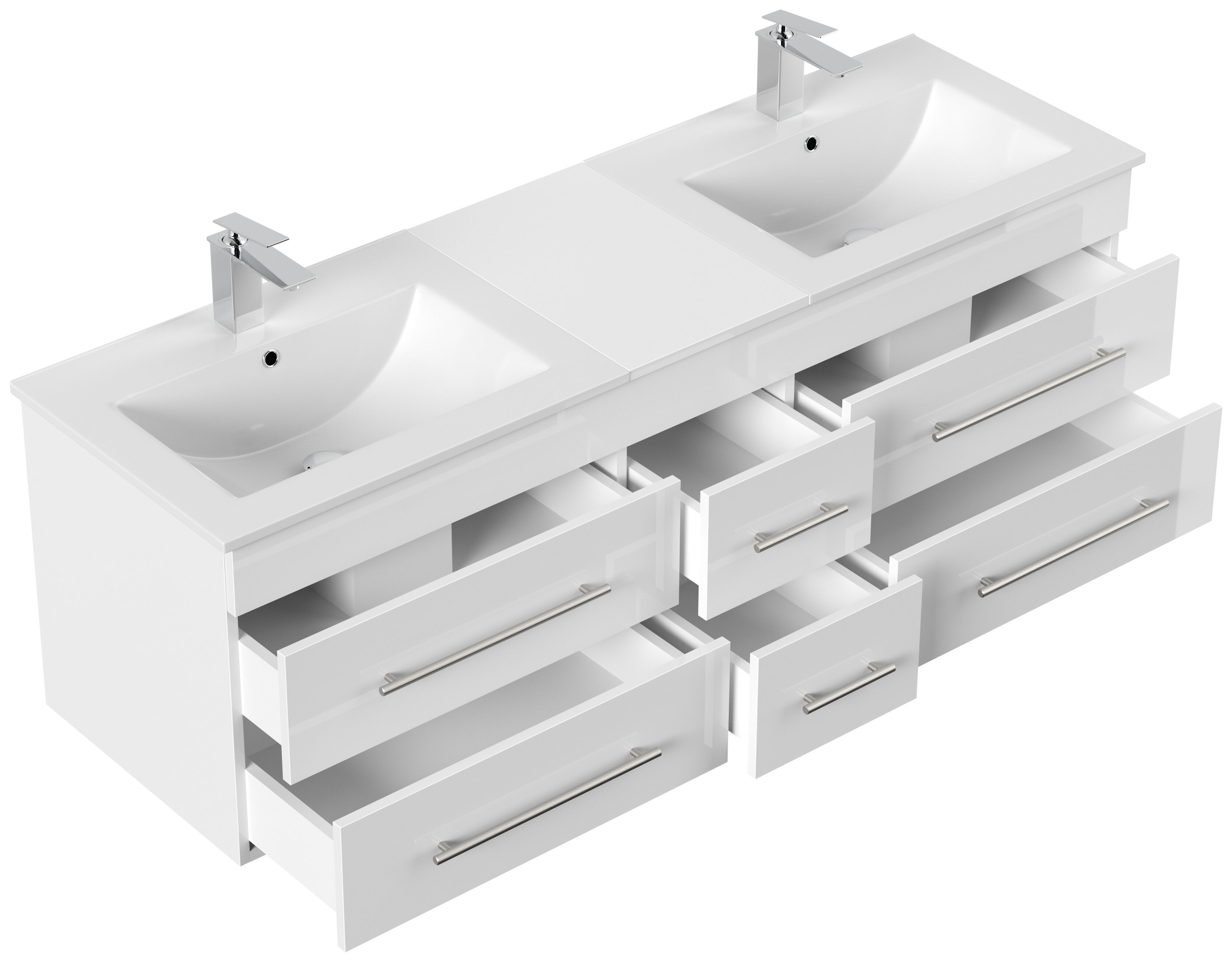 Badmöbelset Roma XL 4-teilig Spiegelschrank Seitenschrank 3er Boxen weiss hgl
