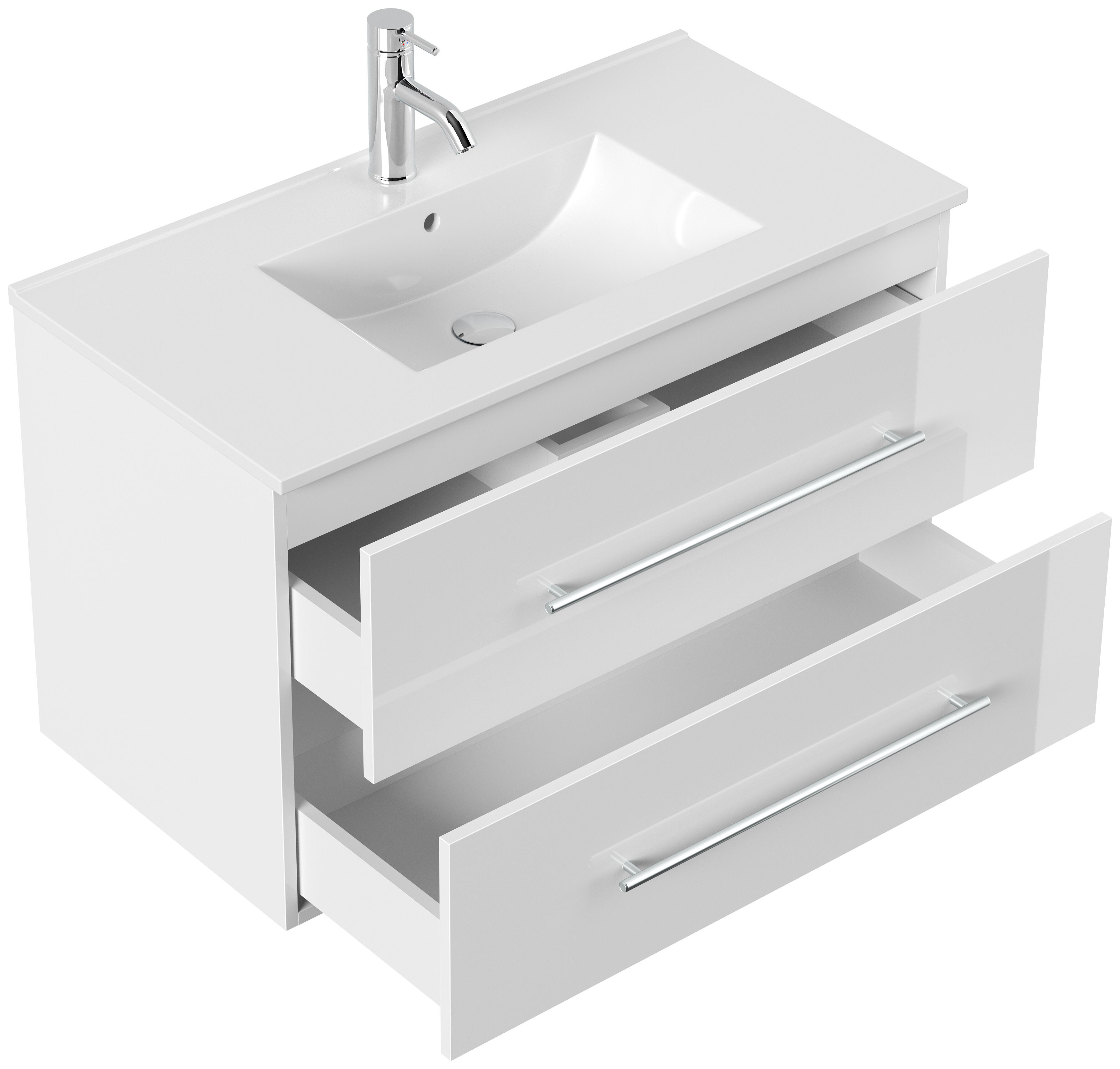 Badmöbel Set Firenze 90 2tlg. Spiegelschrank Softclose weiß hochglanz