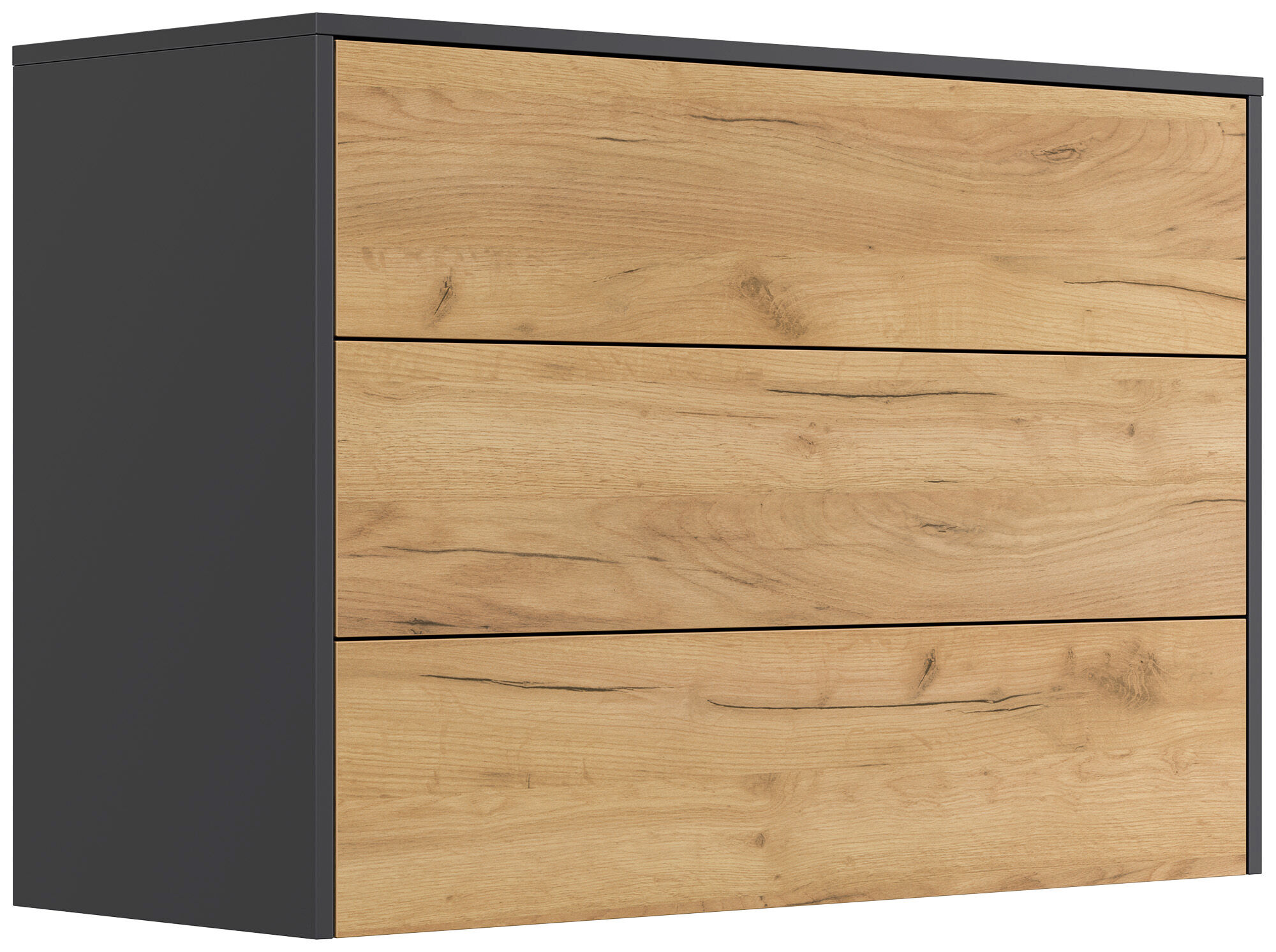 Sideboard Kommode Hero B hängend 100cm 3 Pushauszüge Grafit Eiche | Grafit / Eiche Gold