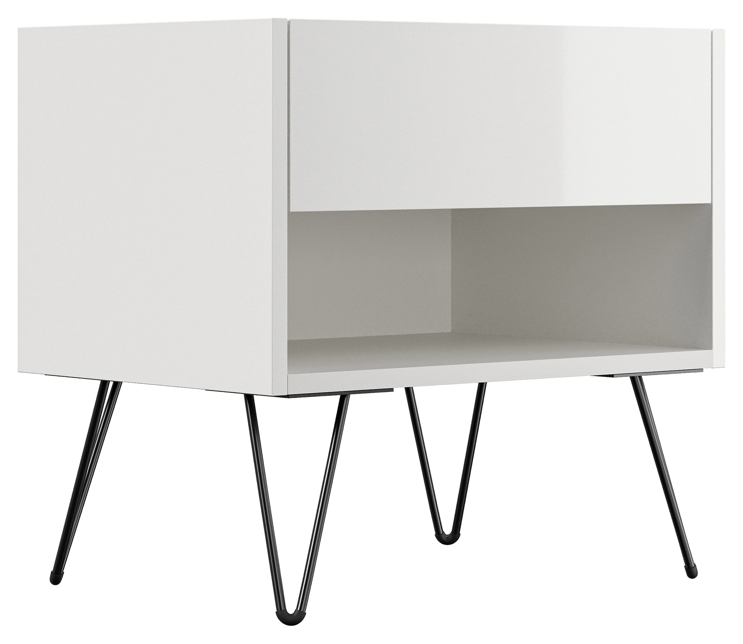 2er Set Nachttisch Kommode Dion 50cm SoftClose stehend Grafit & Eiche Front