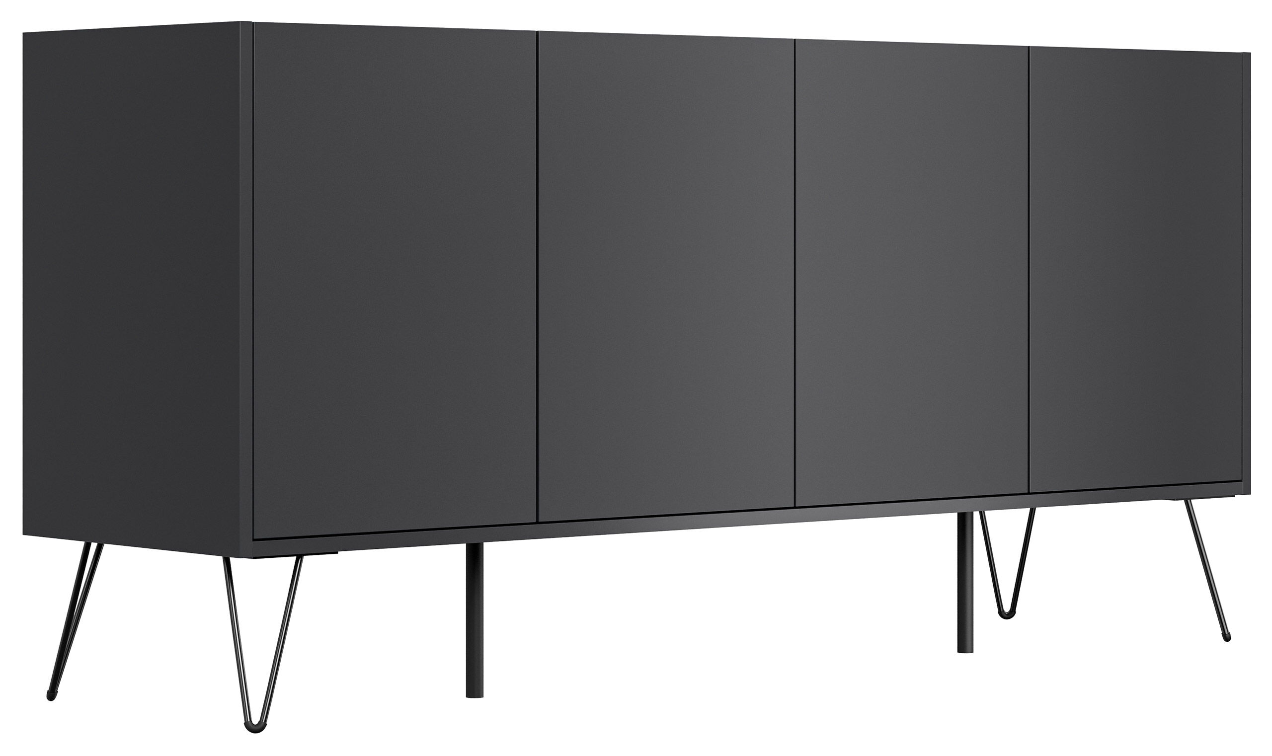 Raumwunder XL Sideboard Kommode Maxim 155cm stehend 4 Türen Grafit/Eiche Top